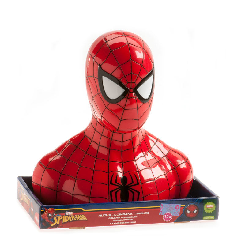 SPIDER-MAN COIN BANK WITH EDIBLE PAPER WAFER MONEY 10 GR