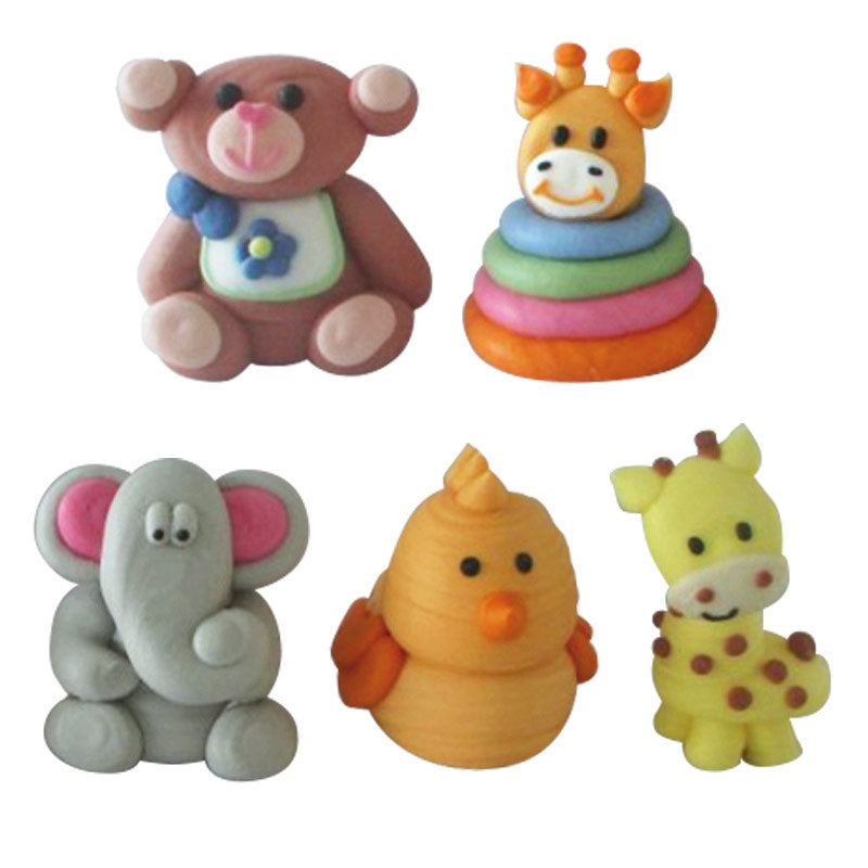 DECORAZIONE DI ZUCCHERO 3D ANIMALI BABY 40X40MM