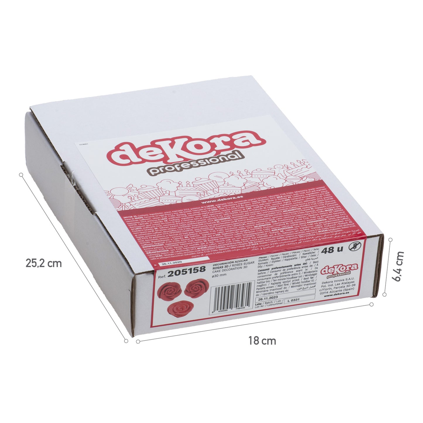DECORAZIONE DI ZUCCHERO ROSE ROSSA Ø3CM