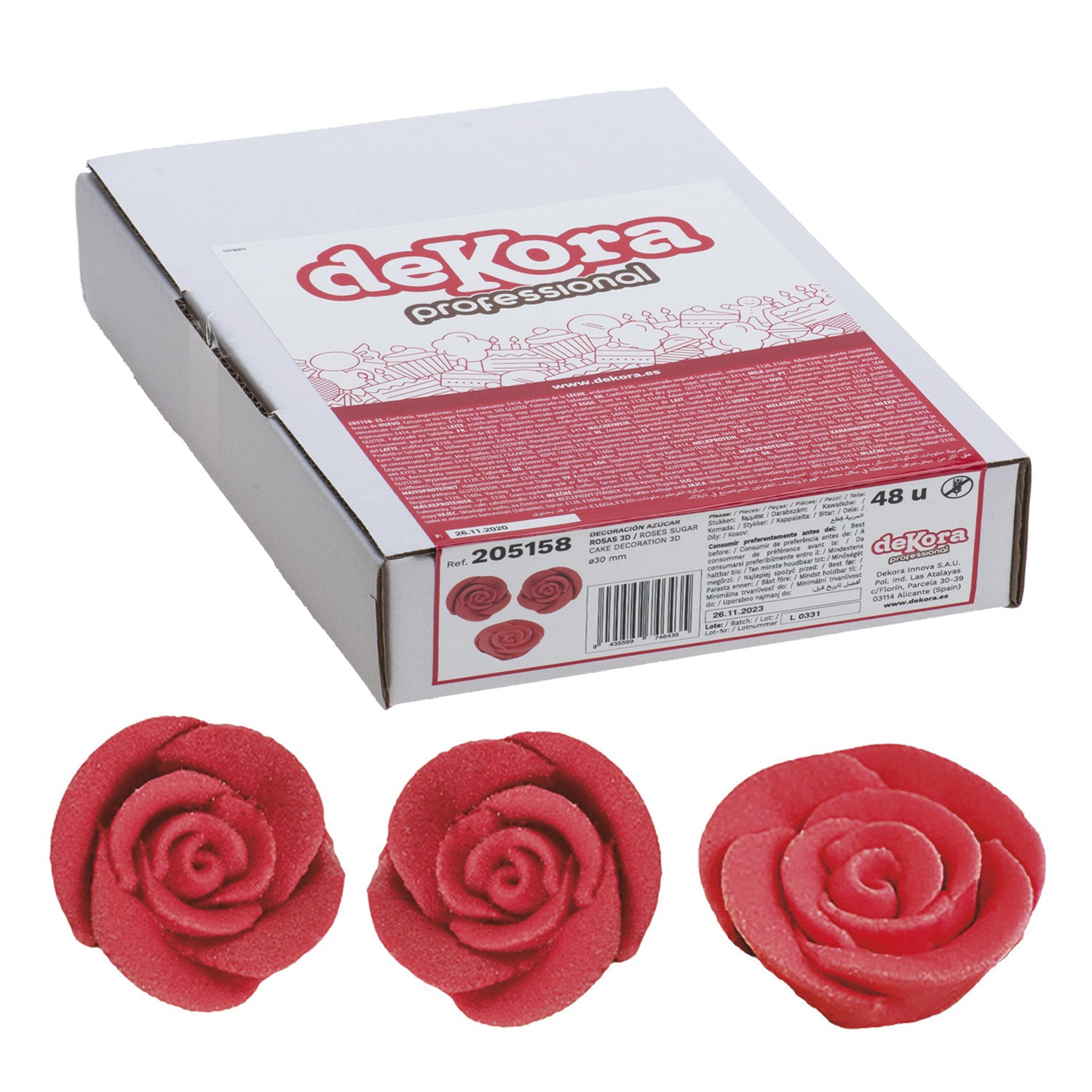DECORAÇÃO DE AÇÚCAR ROSA COR VERMELHO Ø 3CM