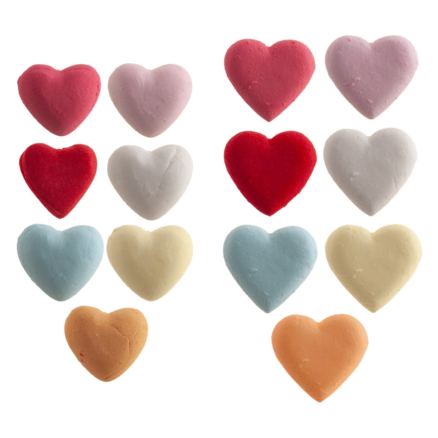 CORAÇÕES DE AÇÚCAR 2 TAMANHOS 7 CORES 2,5CM - 2CM
