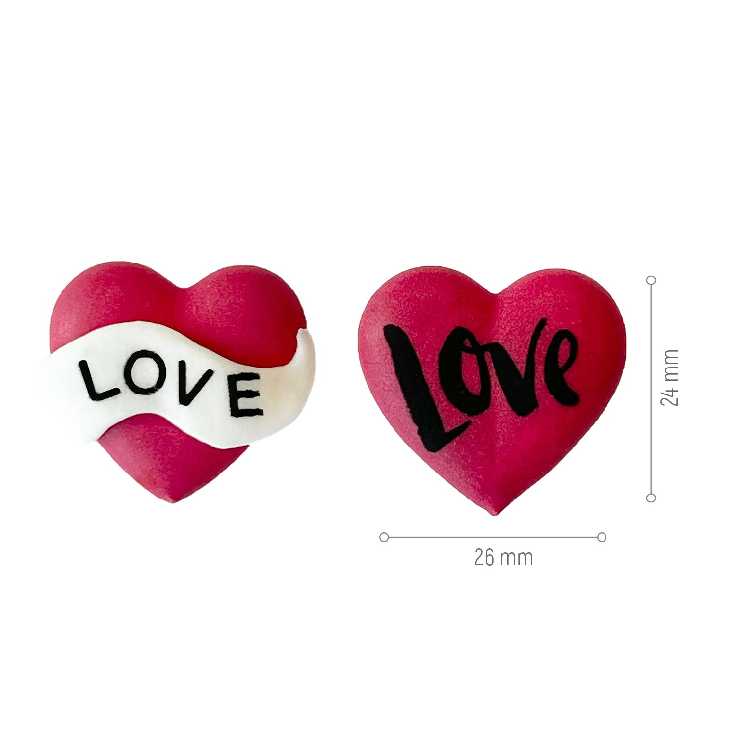 DECORATION EN SUCRE 2D COEURS LOVE TATTOO 26X24MM