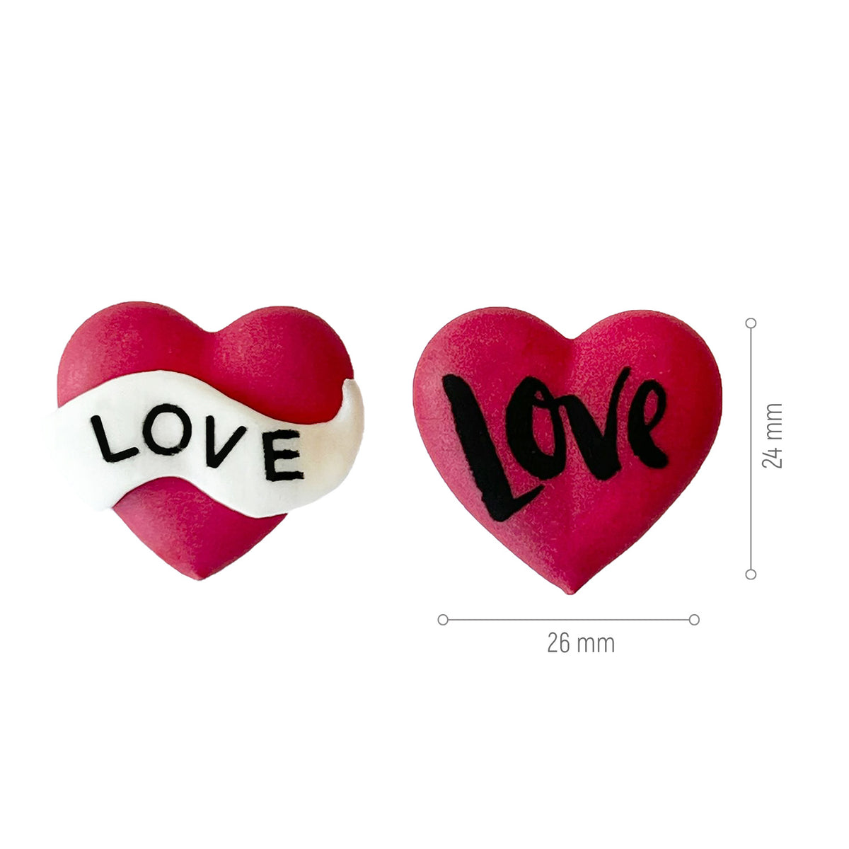 SUGAR DECORATION 2D HEART LOVE TATTOO 26X24MM