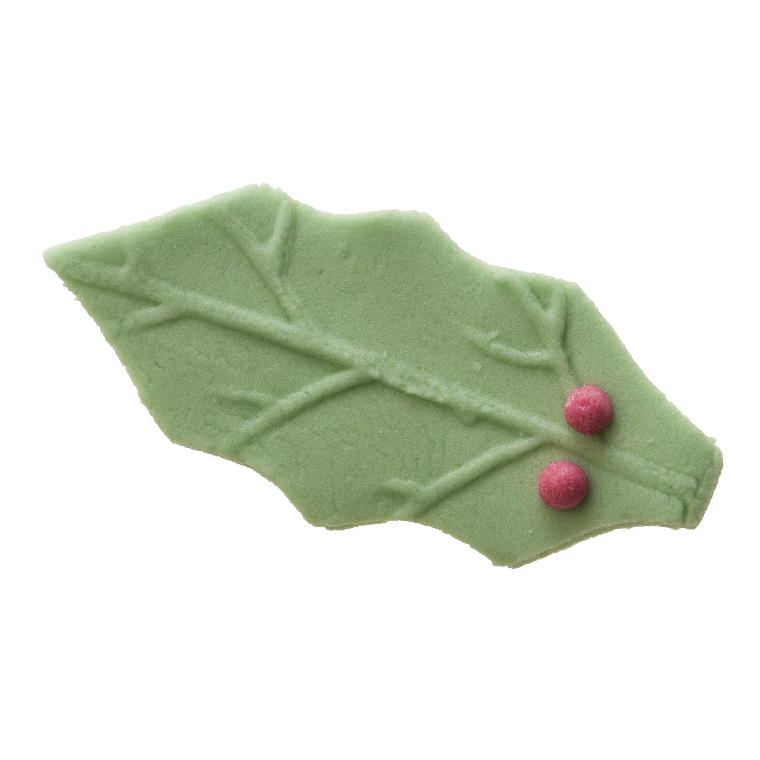 DECORAÇÃO AÇÚCAR FOLHA DE AZEVINHO E BOLA VERMELHA 4X1.5CM