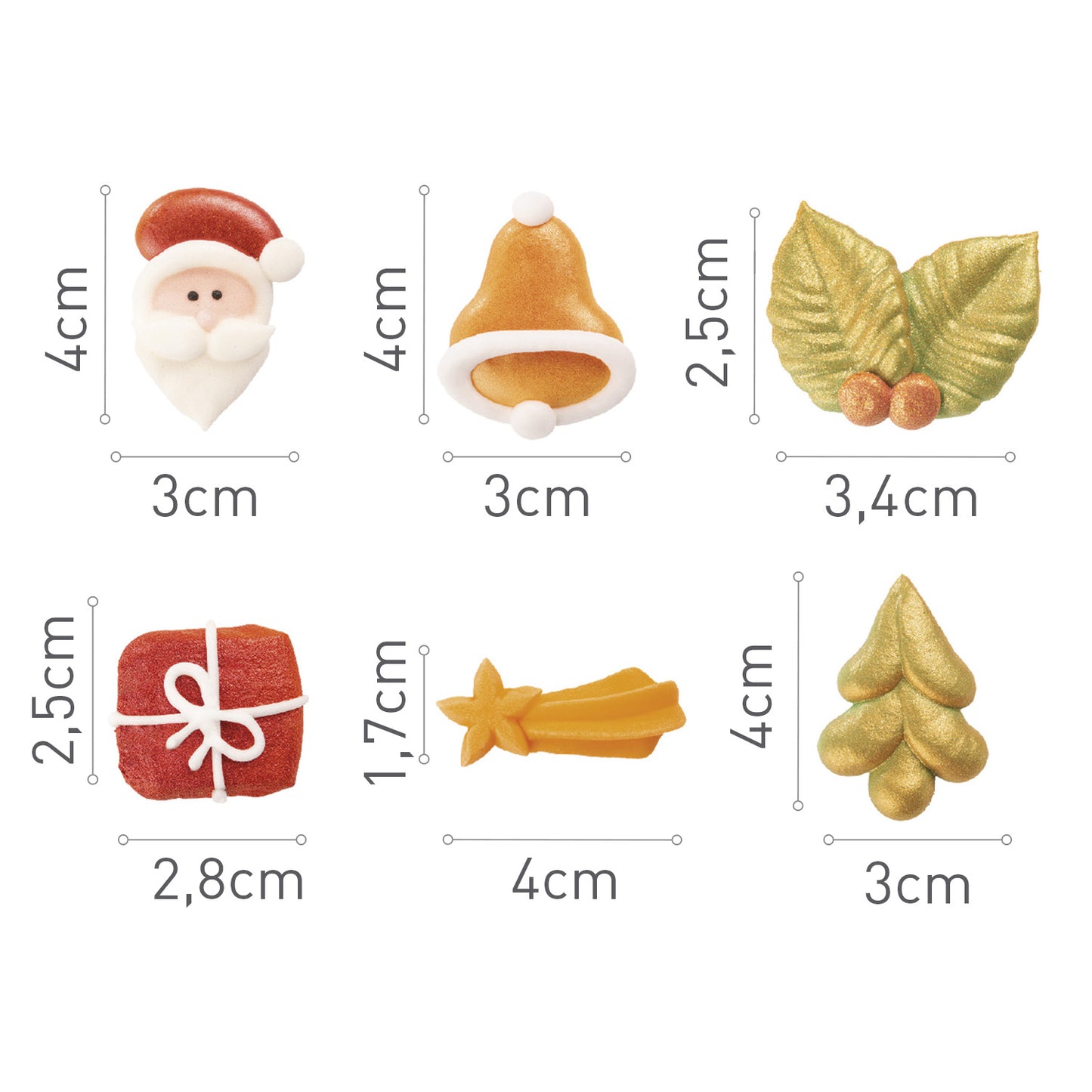 DECORACIÓN AZÚCAR NAVIDAD 8 DISEÑOS PERLADOS 4~1.7CM