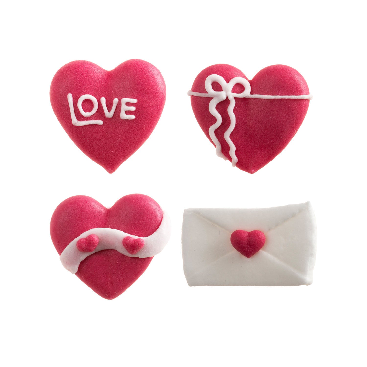 SUGAR DECORATION 2D HEARTS AND LOVE ENVELOPES 1.7~2.8CM
