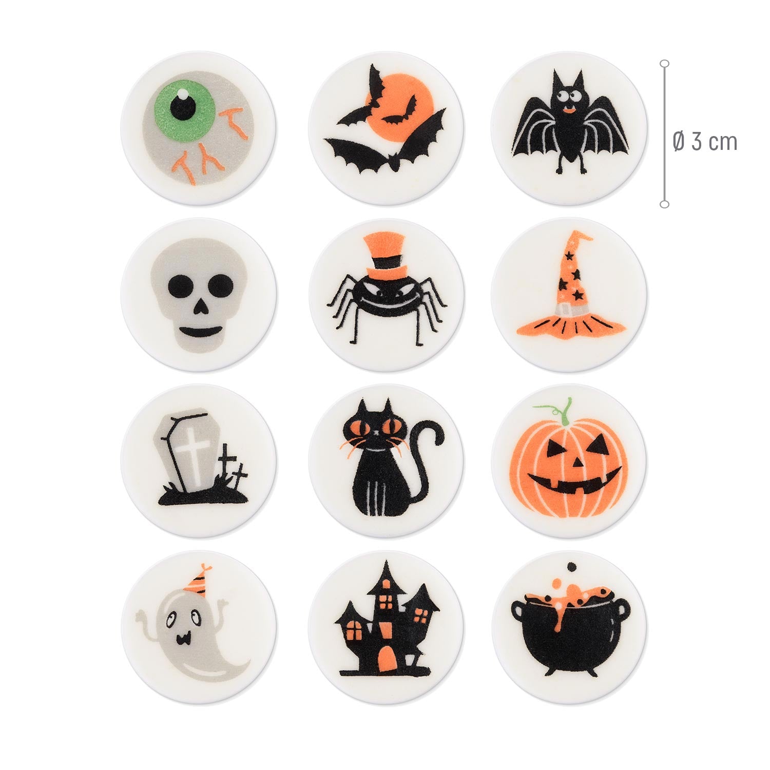 DECORACIÓN AZÚCAR HALLOWEEN 12 DISEÑOS 30MM