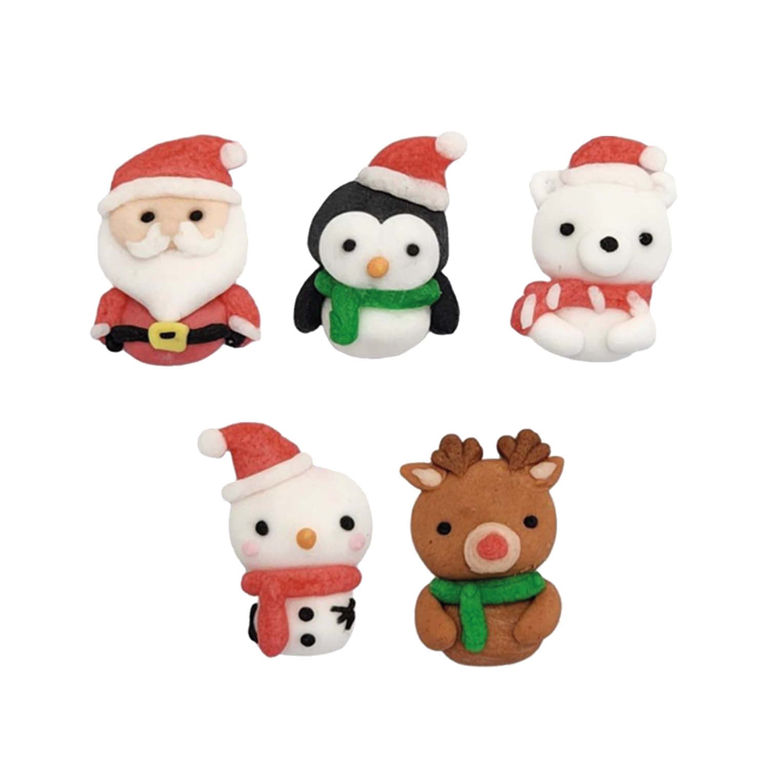 ZUCCHERO DECORAZIONE 2D BABBO NATALE & FRIENDS 5 DISEGNI  3X3,5CM