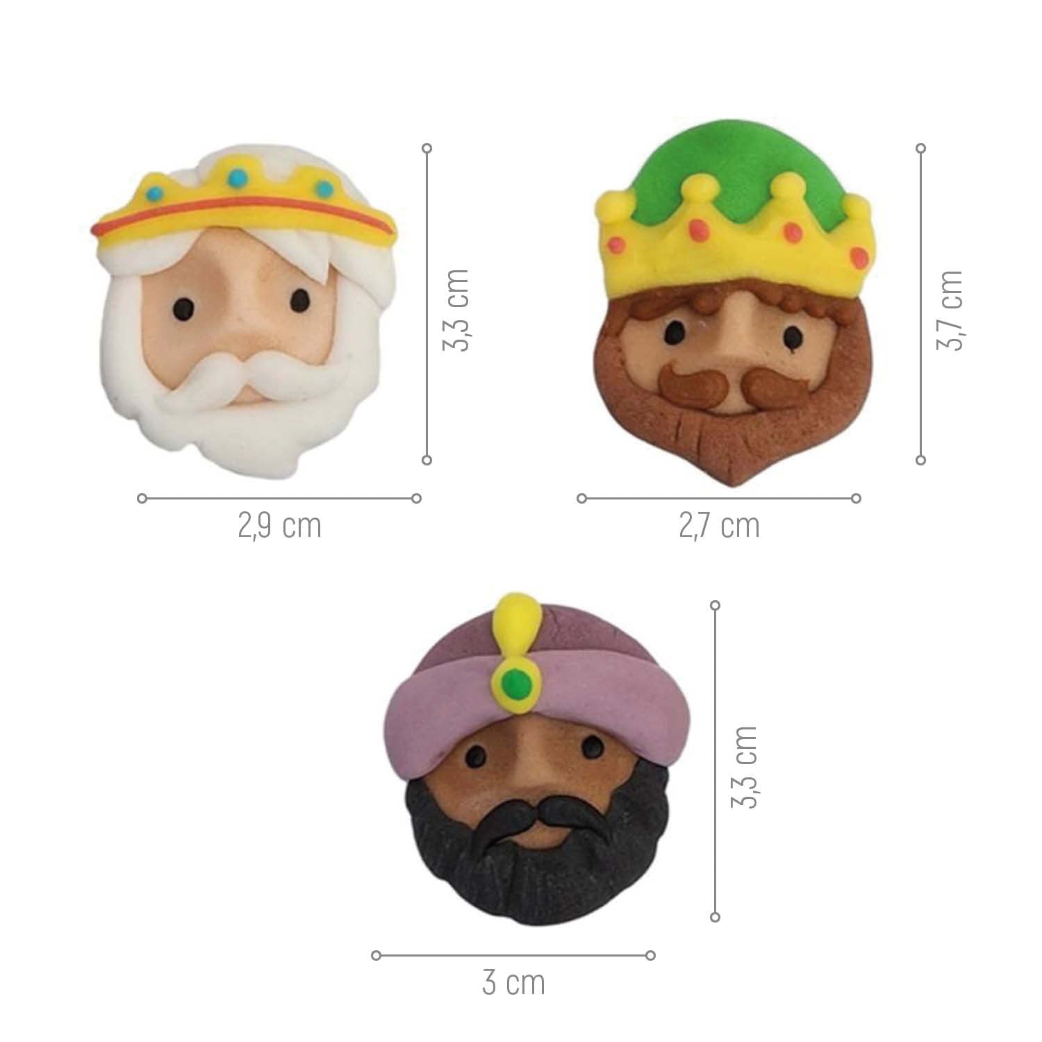 DECORATION SUCRE 2D ROIS MAGES ~3,3X3CM