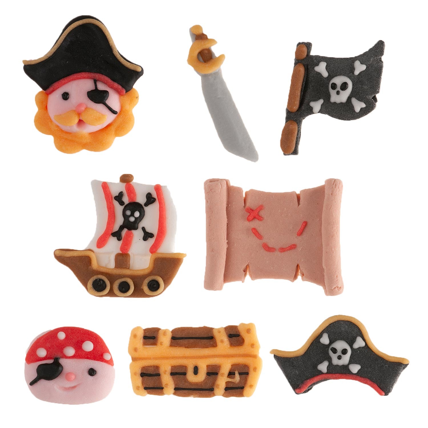 DECORAÇÃO DE AÇÚCAR 2D PIRATAS 8 DESENHOS