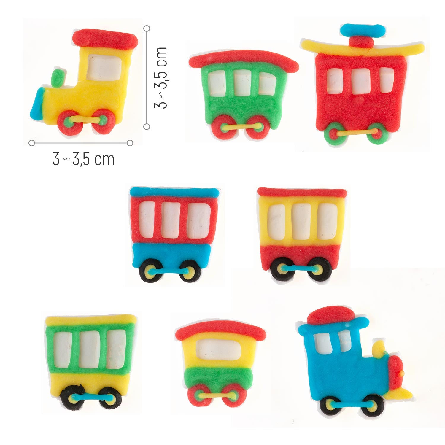ZUCCHERO DECORAZIONE 2D TRENI ~3X3,5CM