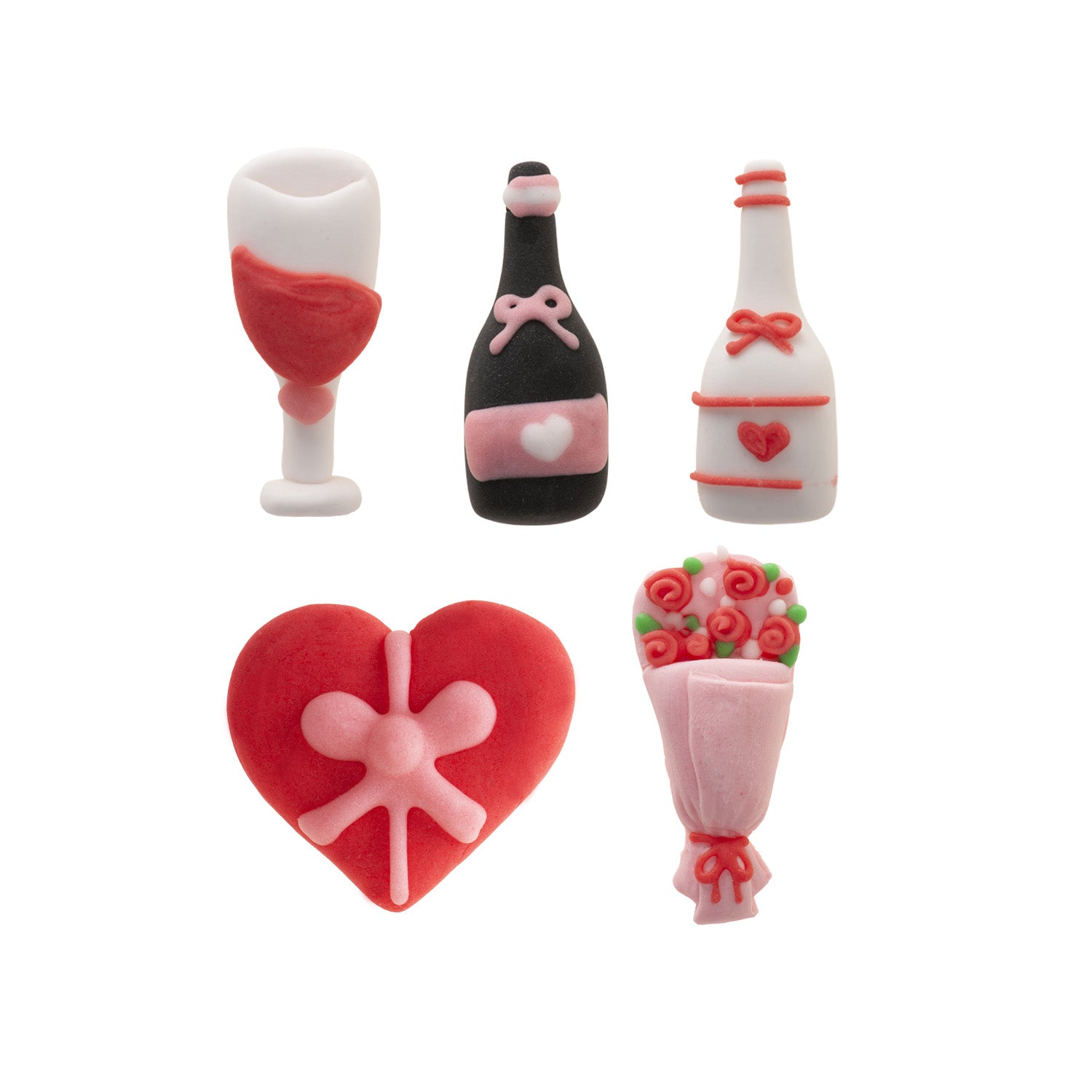 ROMANTICA DECORAZIONE DI ZUCCHERO 2D ASSORTITA 5 DISEGNI