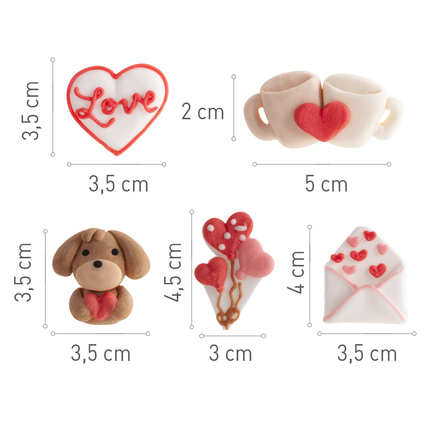 SORTIDO DE DECORAÇÕES EM AÇUCAR 2D COM 5 MODELOS