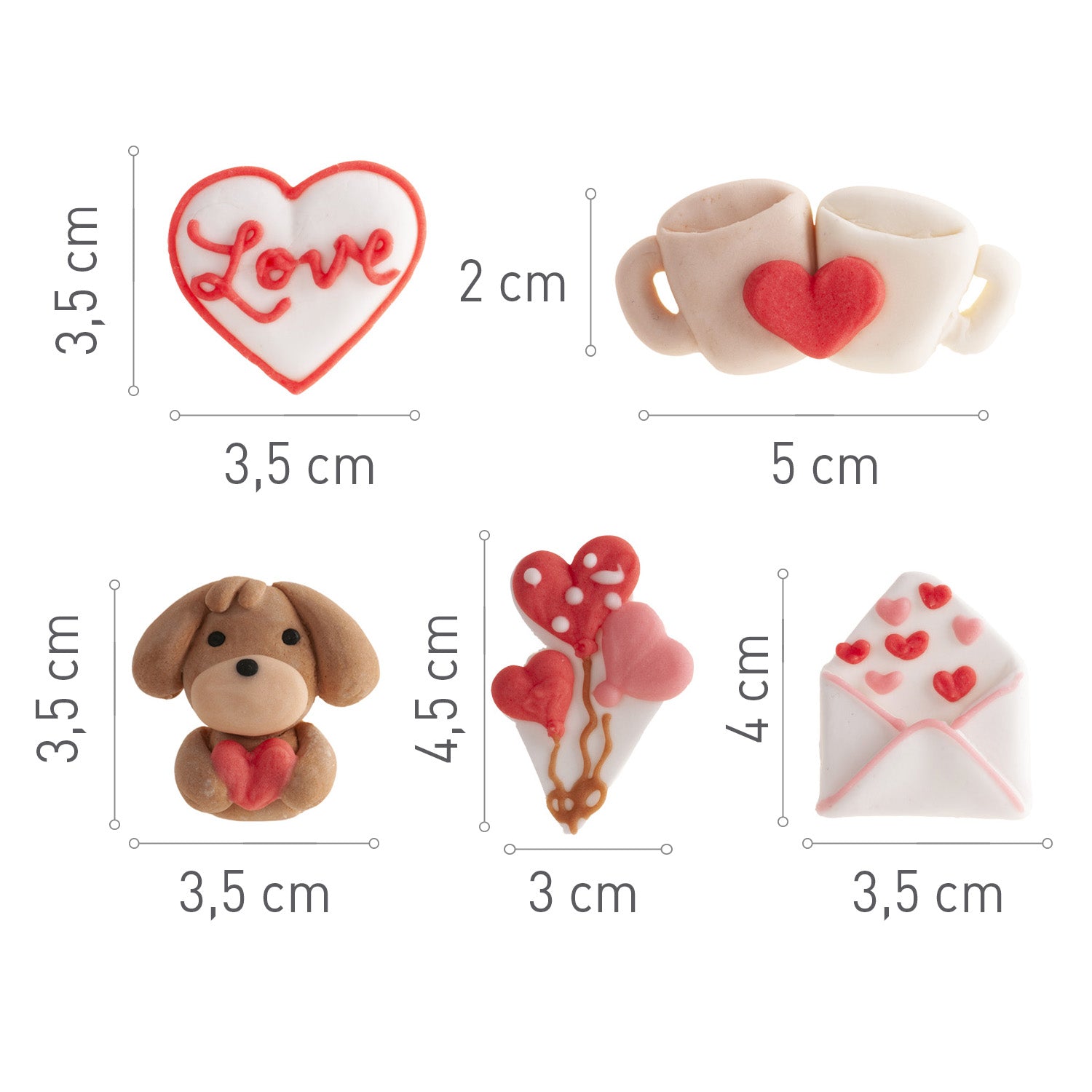 SORTIDO DE DECORAÇÕES EM AÇUCAR 2D COM 5 MODELOS
