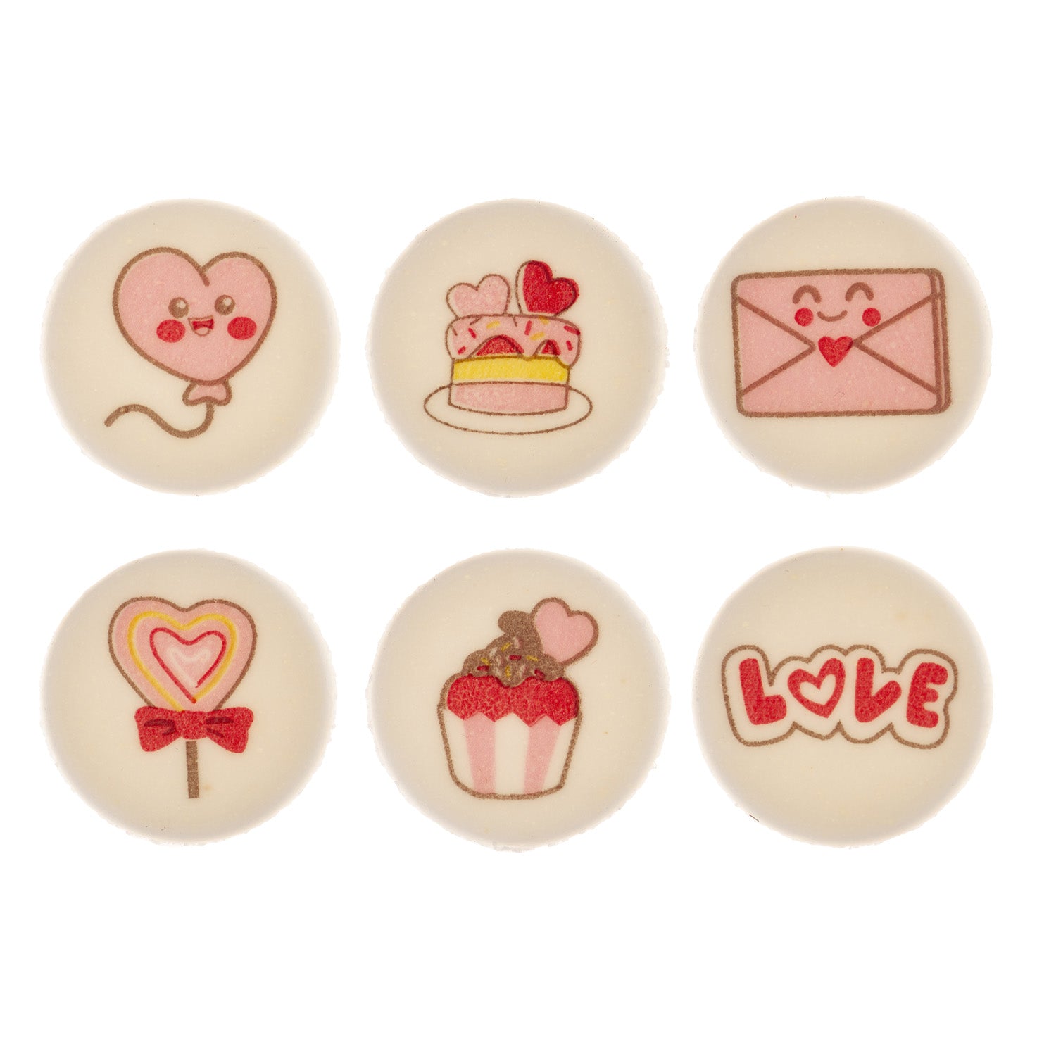 DECORAZIONE DI ZUCCHERO DI SAN VALENTINO 6 DISEGNI 30MM