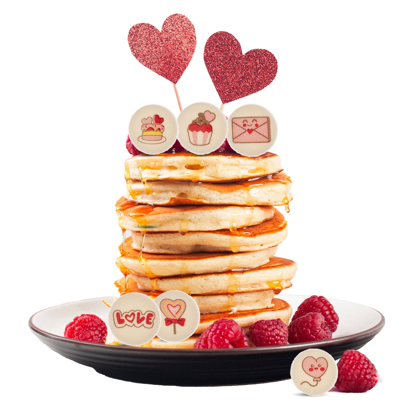 DÉCORATION EN SUCRE SOUPLE 2D SAINT-VALENTIN 6 MOTIFS 30 MM