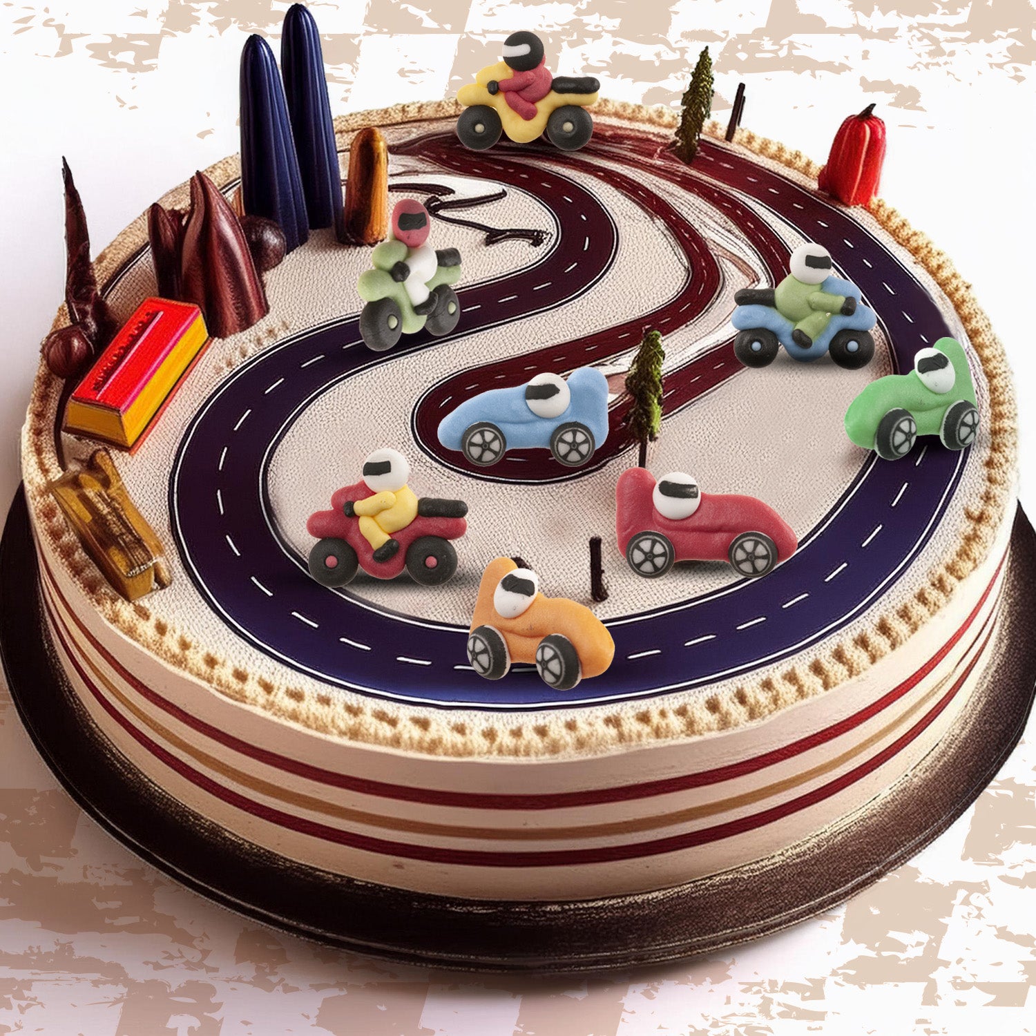SUGAR DECORATION 2D CARS AND MOTORBIKES 8 DESIGNS