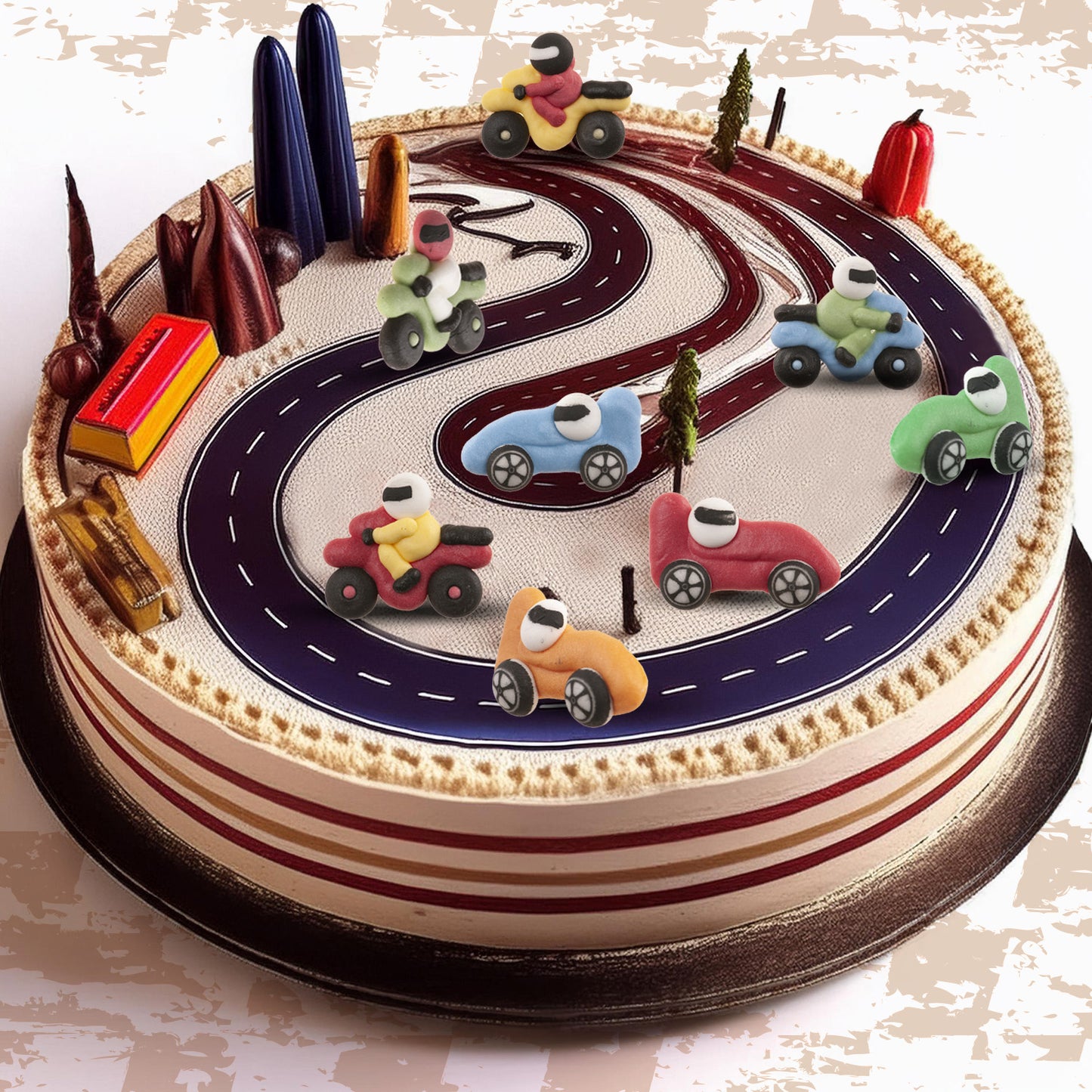 DECORACIÓN AZÚCAR COCHES Y MOTOS 8 DISEÑOS