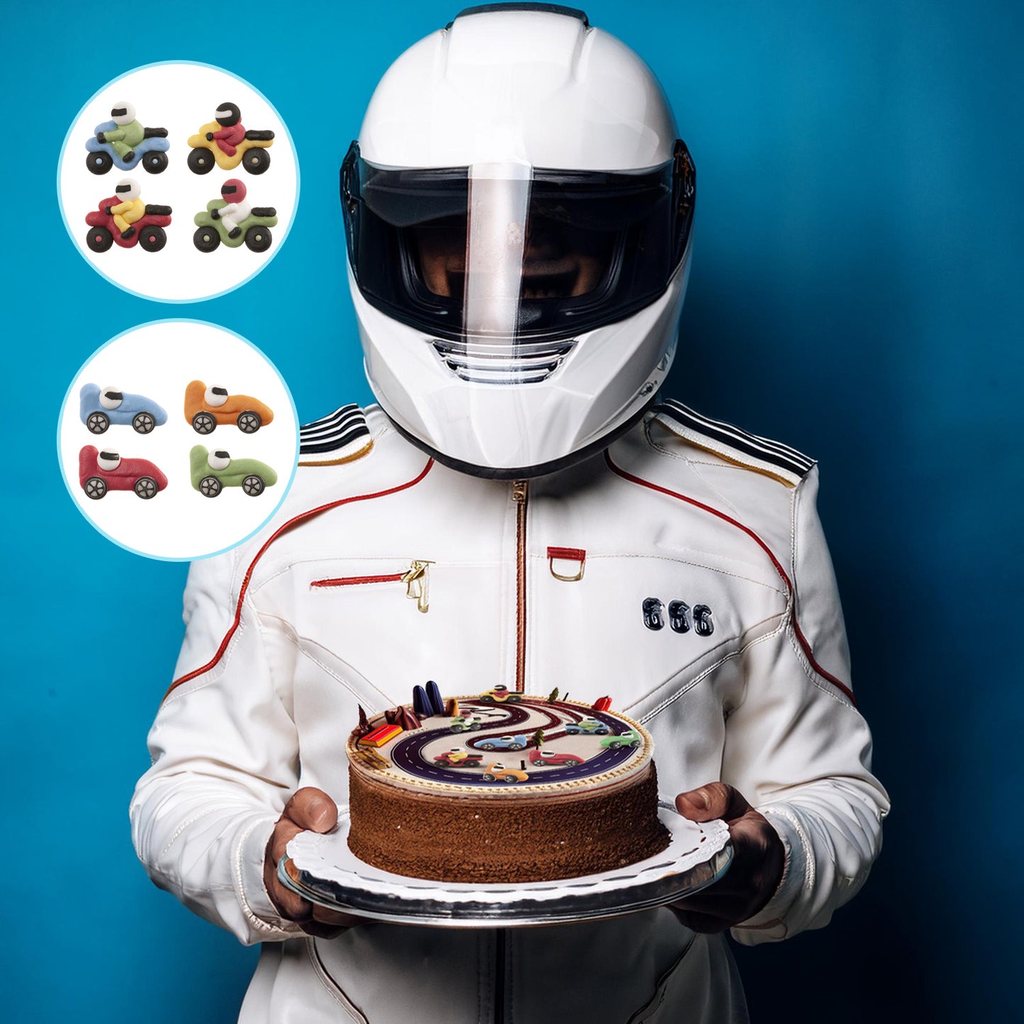 SUGAR DECORATION 2D CARS AND MOTORBIKES 8 DESIGNS