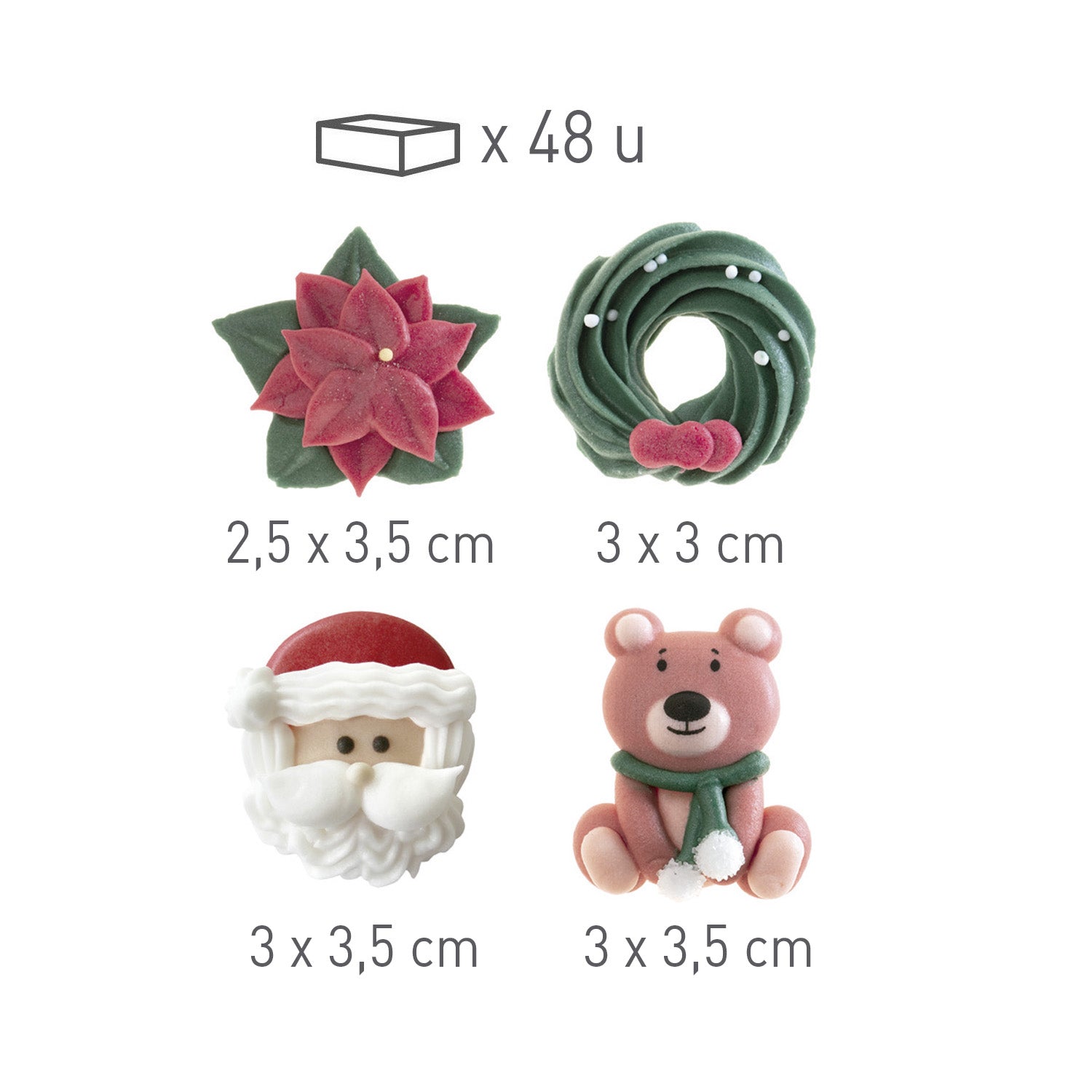 DECORACIÓN AZÚCAR NAVIDAD 4 DISEÑOS