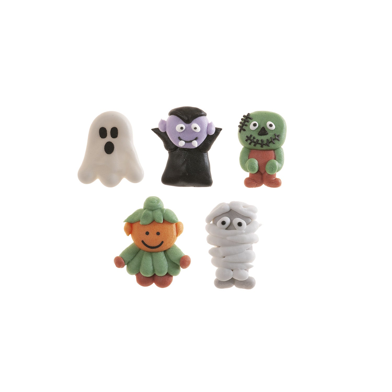 DECORAZIONE PASTA DI ZUCCHERO 2D HALLOWEEN 5 BAMBOLE