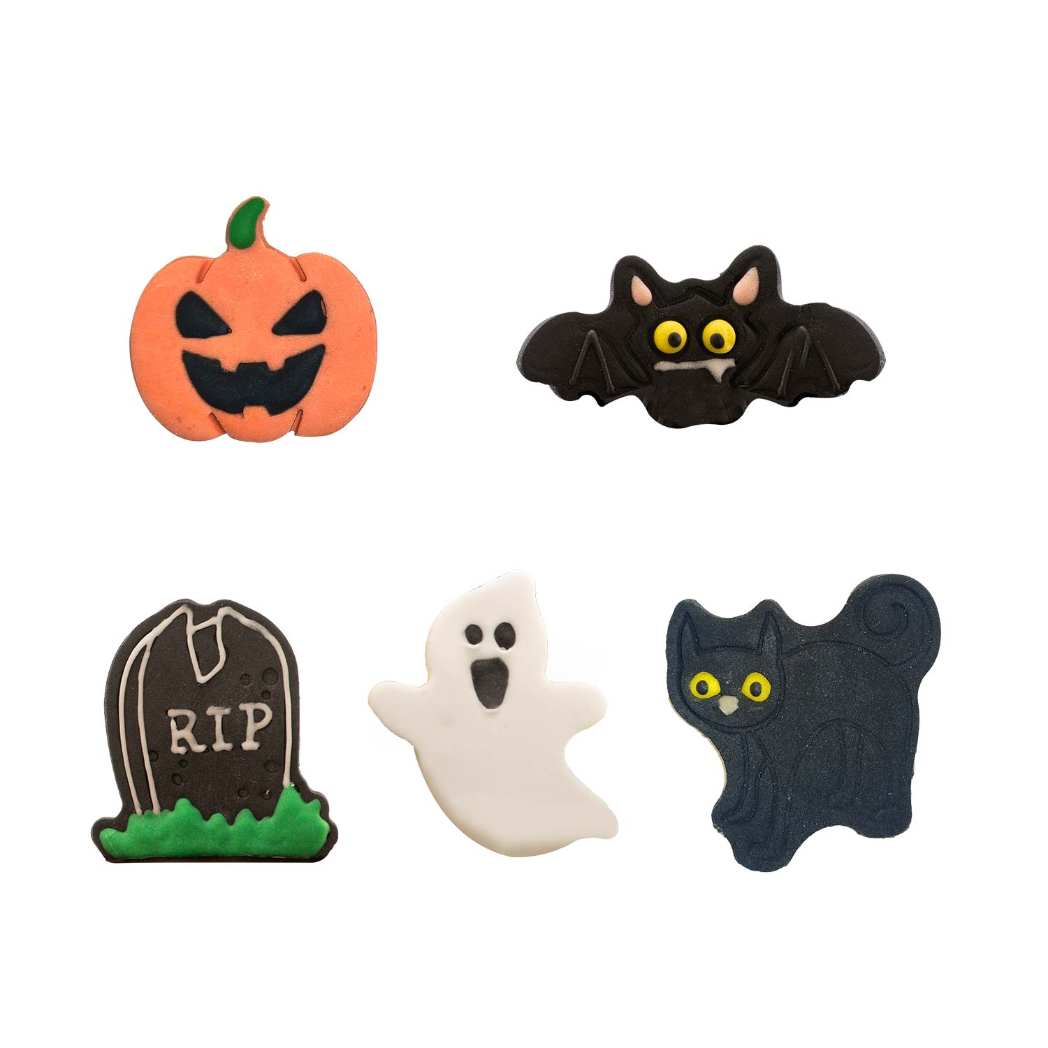 DECORAZIONE PASTA DI ZUCCHERO 2D HALLOWEEN 5 MODELLI 50X51MM