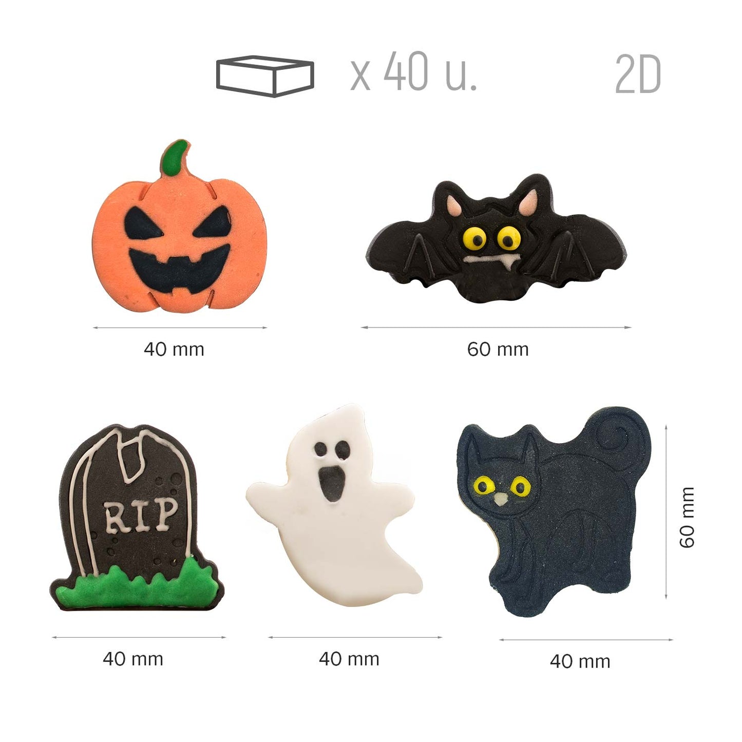 DECORACIÓN AZÚCAR HALLOWEEN 5 DISEÑOS 50X51MM