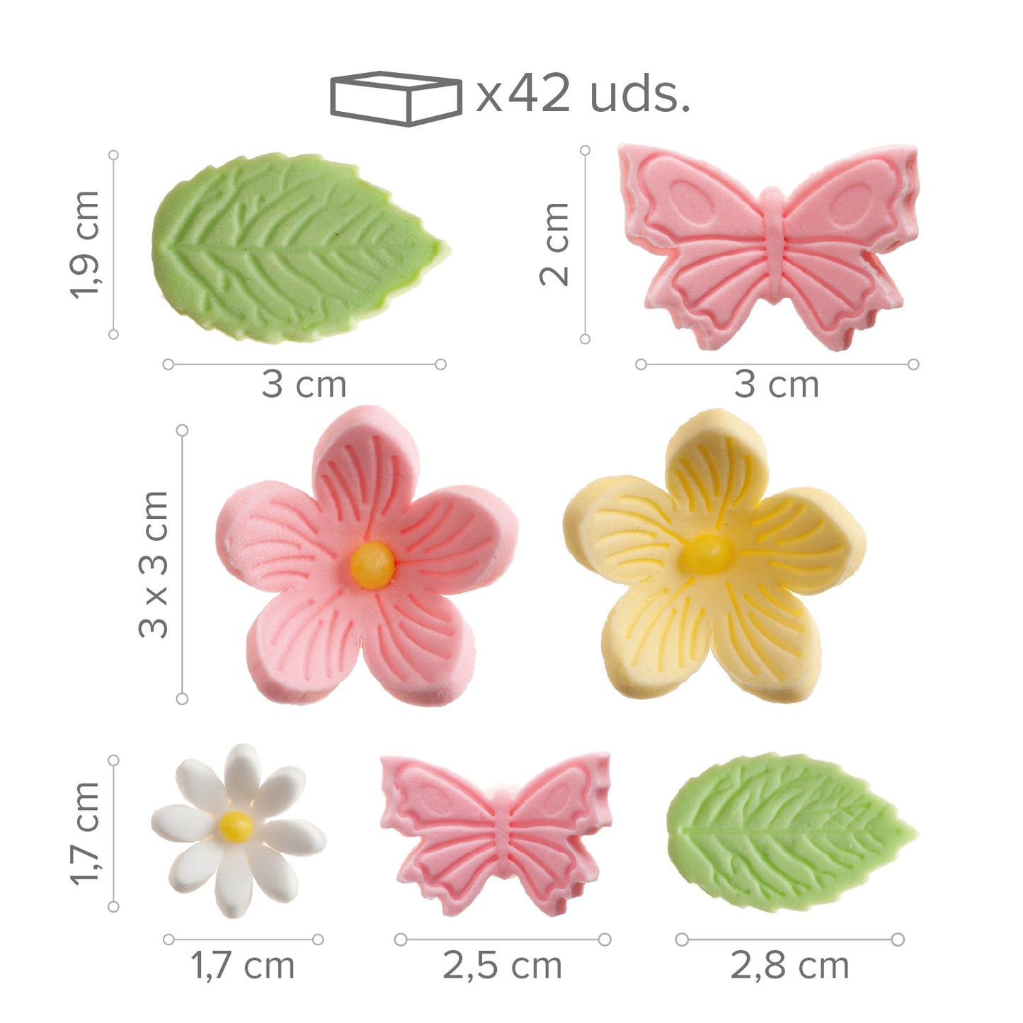DECORAÇÃO DE AÇÚCAR FLORES, FOLHAS E BORBOLETAS 7 MODELOS 42