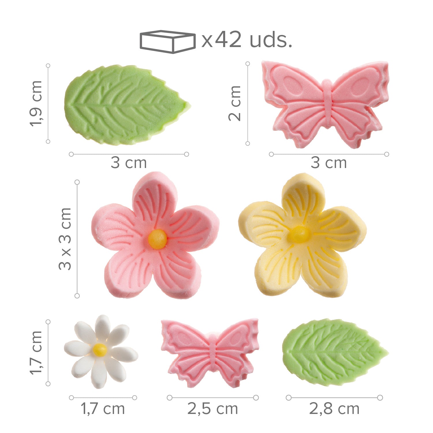 DECORAÇÃO DE AÇÚCAR FLORES, FOLHAS E BORBOLETAS 7 MODELOS 42