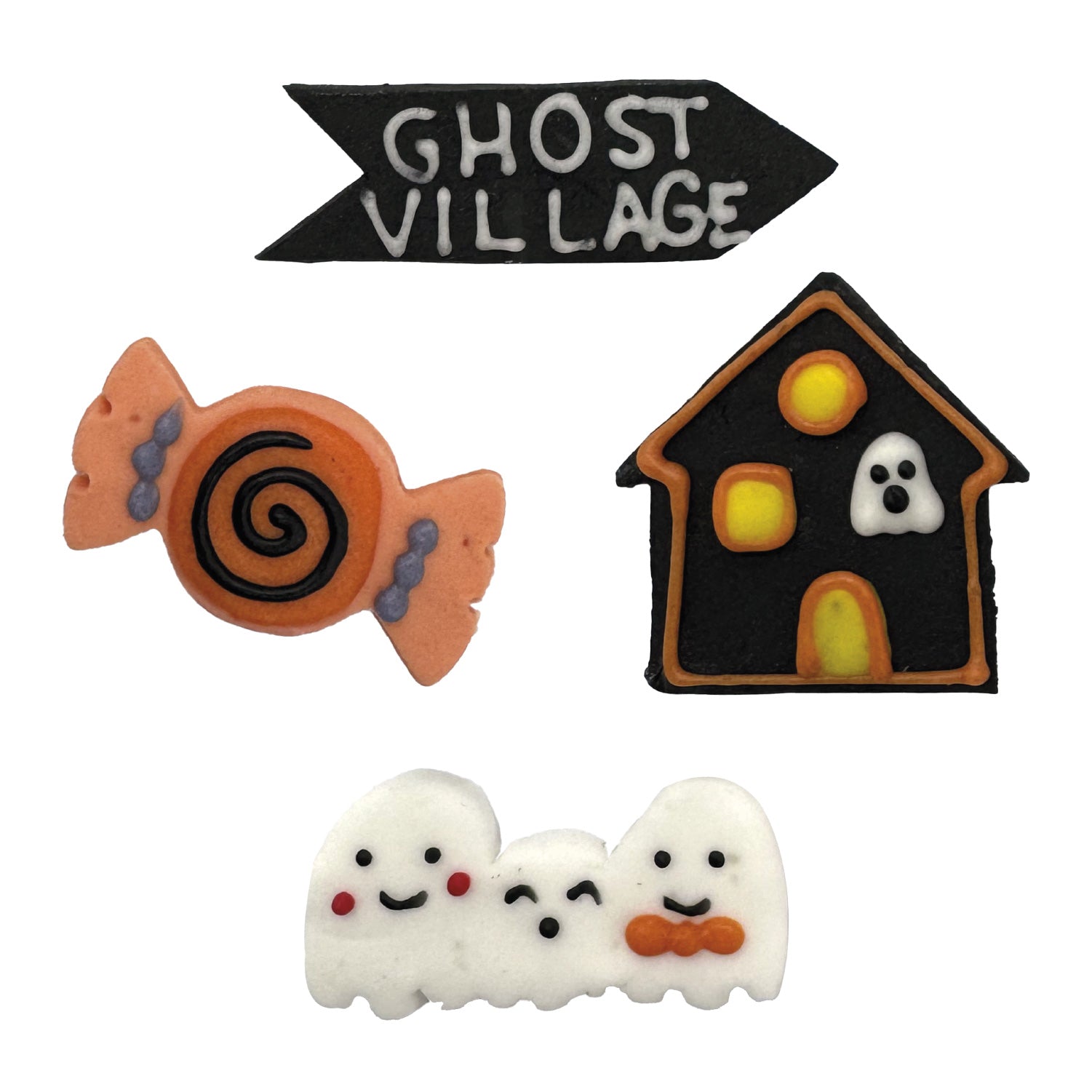 2D SUGAR DECORATION HALLOWEEN VILLAGE 40 UNITS