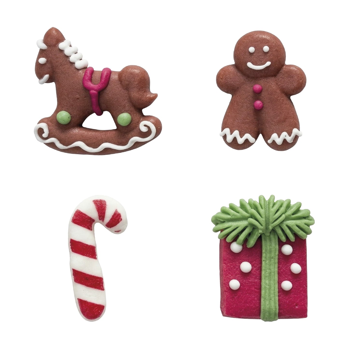 SUGAR DECORATION 2D CHRISTMAS ASSORTED HORSE AND GIFT 48 UNI