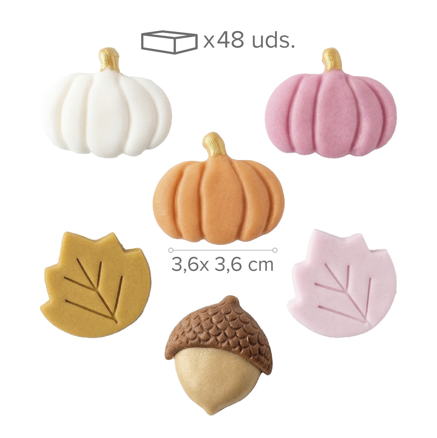 SUGAR DECORATION 2D AUTUMN ASSORTED 48 UNITS