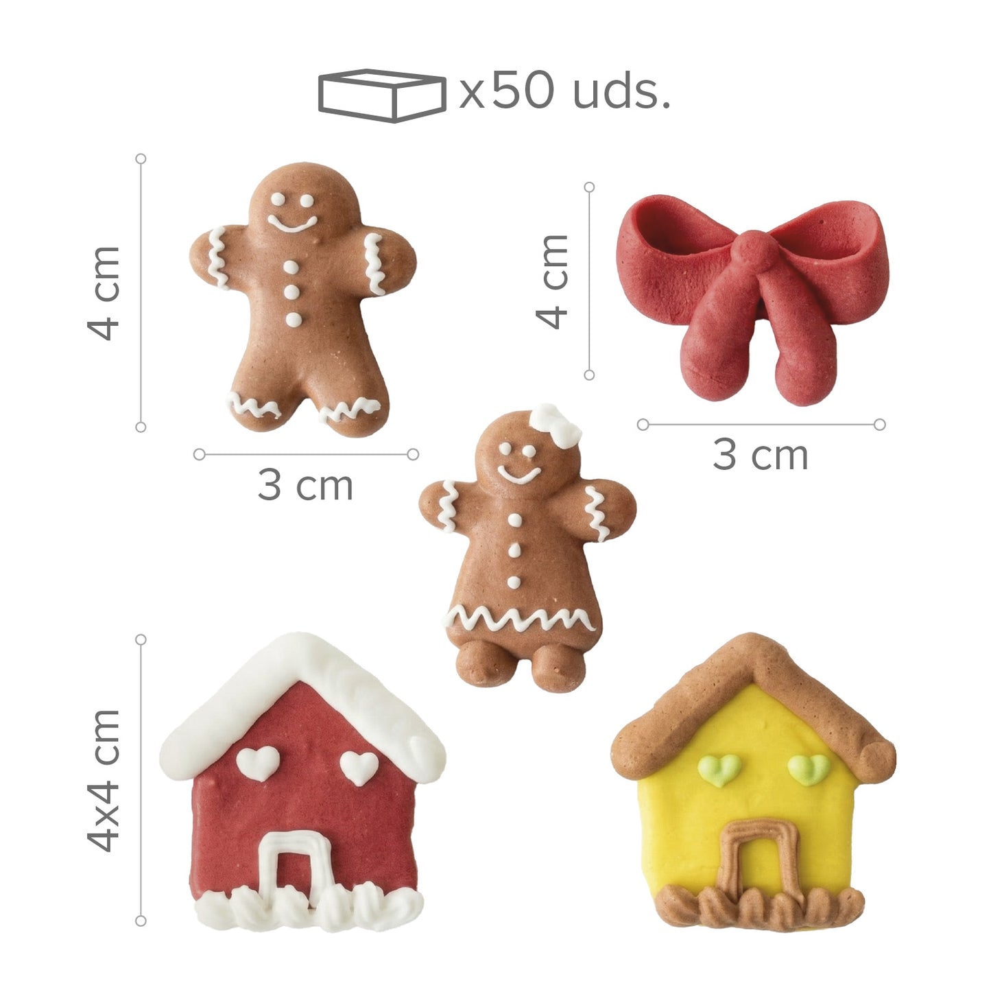  DECORAZIONE DI ZUCCHERO 2D NATALE GINGERBREAD E CASETTE 50
