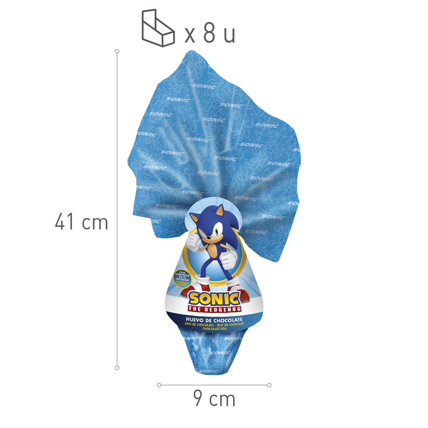 HUEVO CHOCOLATE PASCUA CON SORPRESAS SONIC 120GR