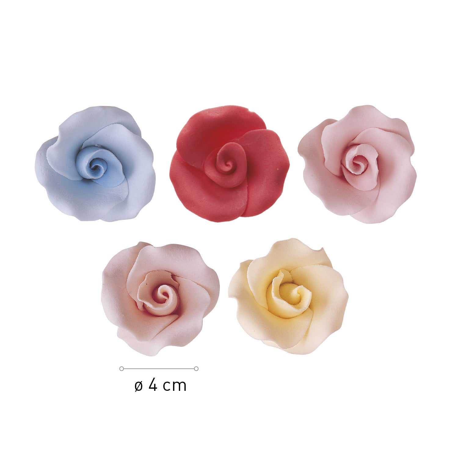 ROSA ESPAÑOLA MEDIANA DE AZÚCAR 5 COLORES Ø 4CM
