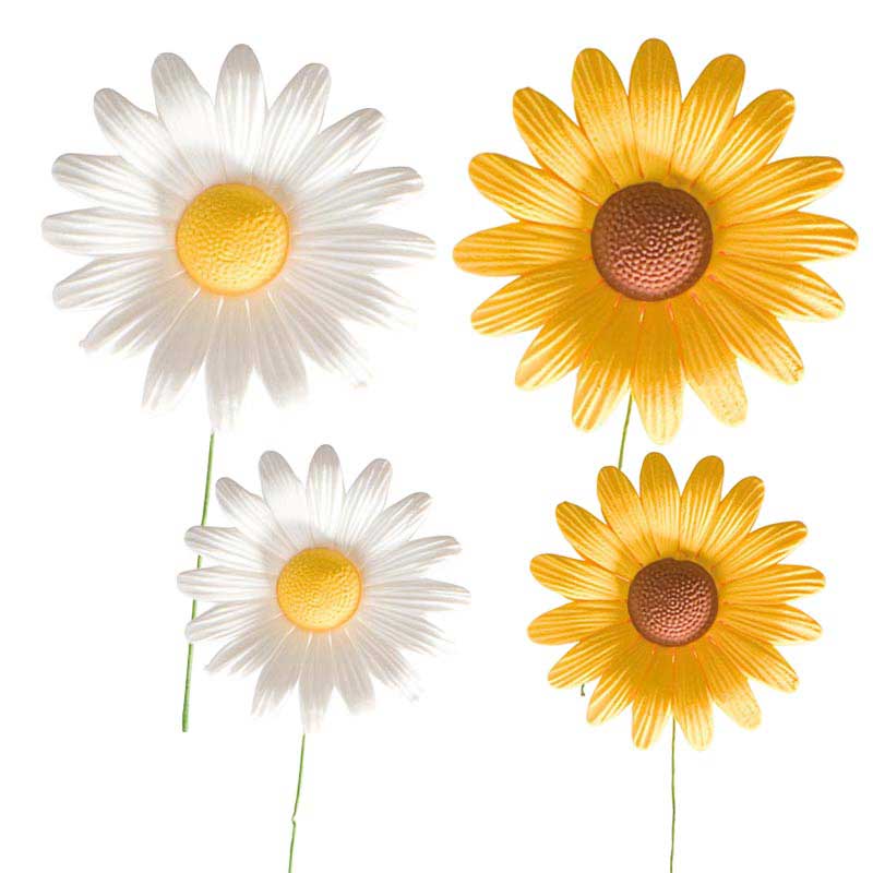 DECORATION EN SUCRE ASSORTIMENT MARGUERITES JAUNES/BLANCHES