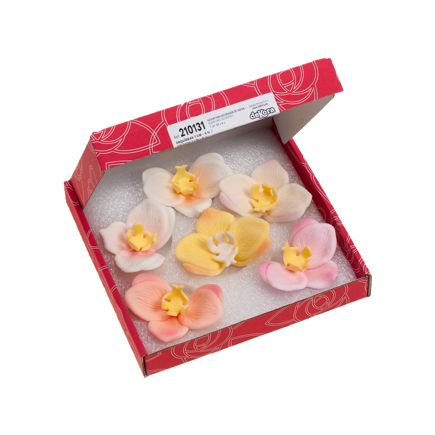 ORQUÍDEAS DE AZÚCAR 5 COLORES 7X8CM