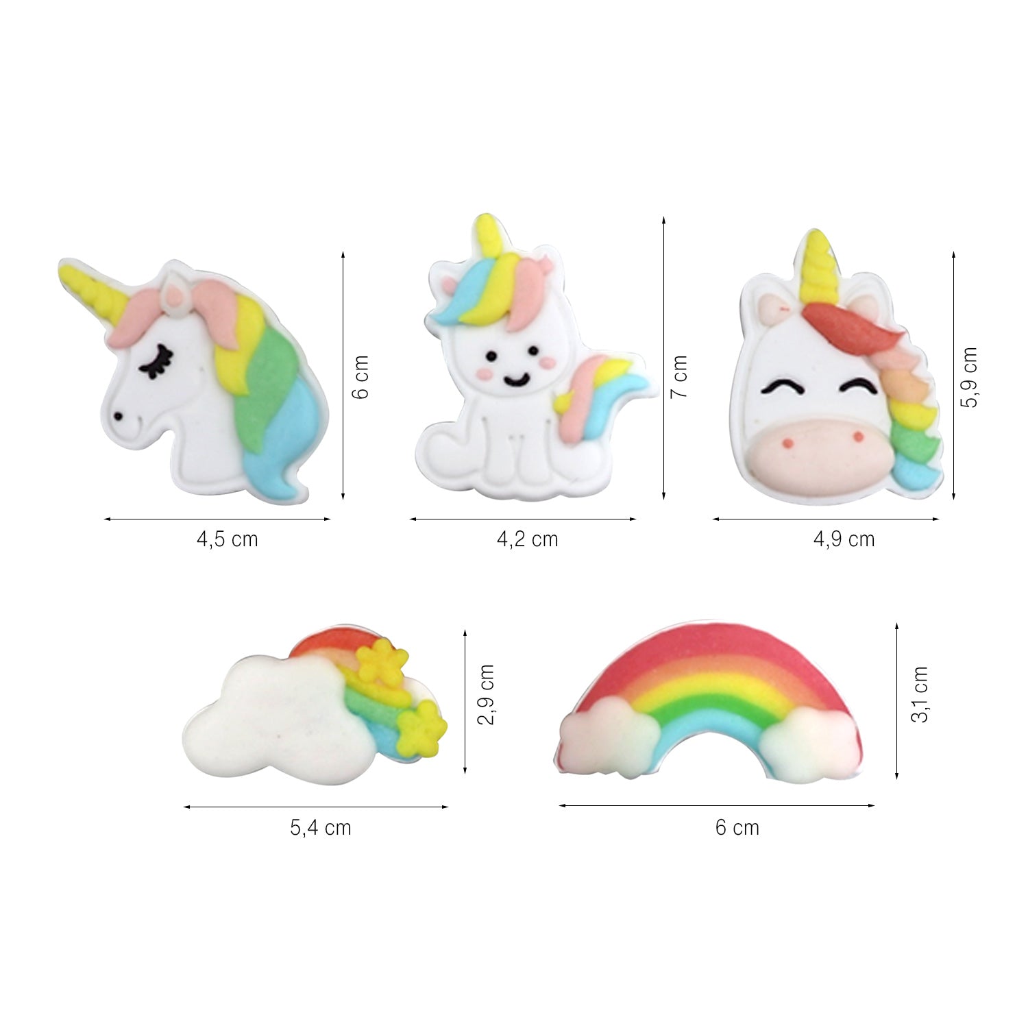 DECORAÇAO AÇUCAR UNICORNIO 2D 4-7CM