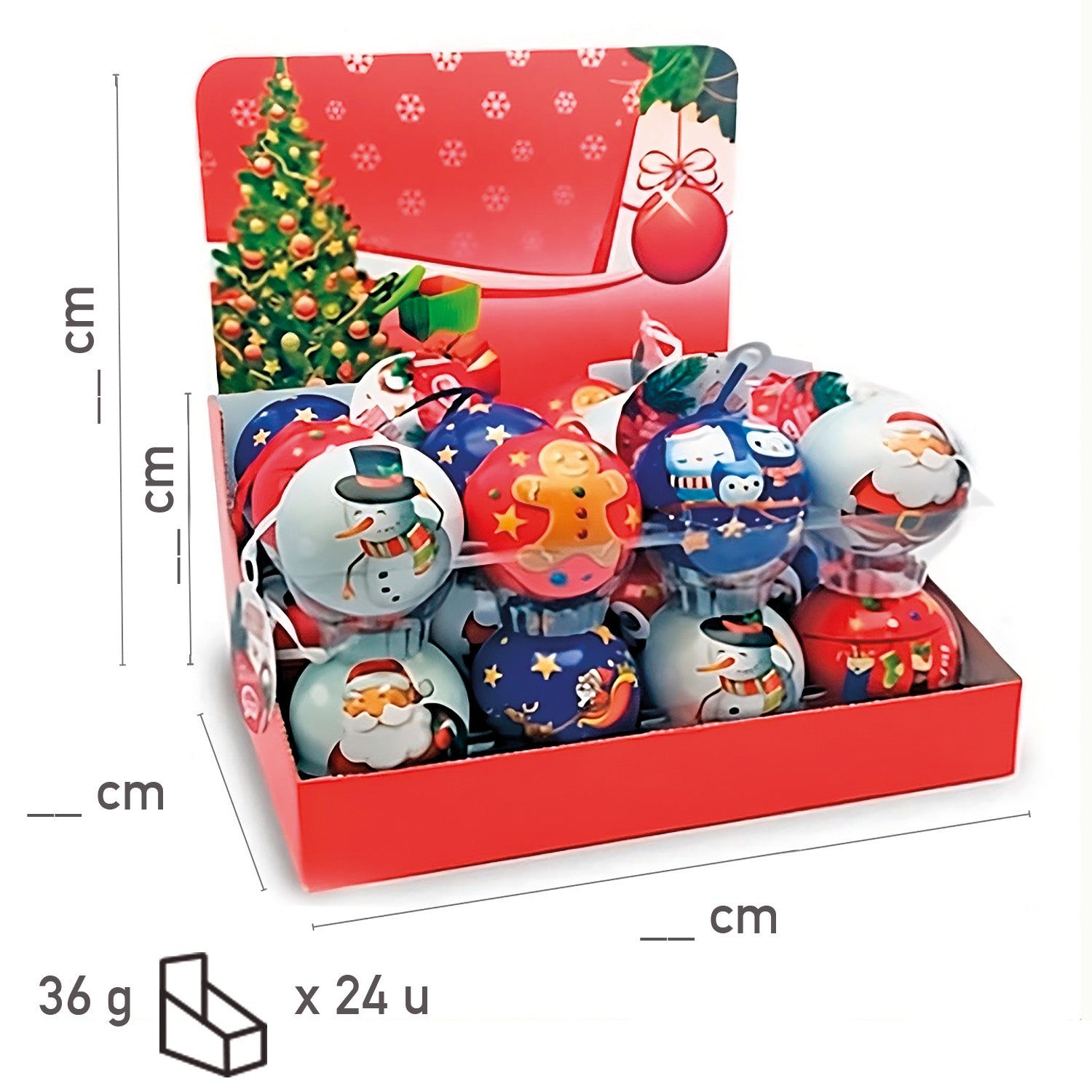 BOLAS DE NATAL DE METAL COM CHOCOLATES 30GR