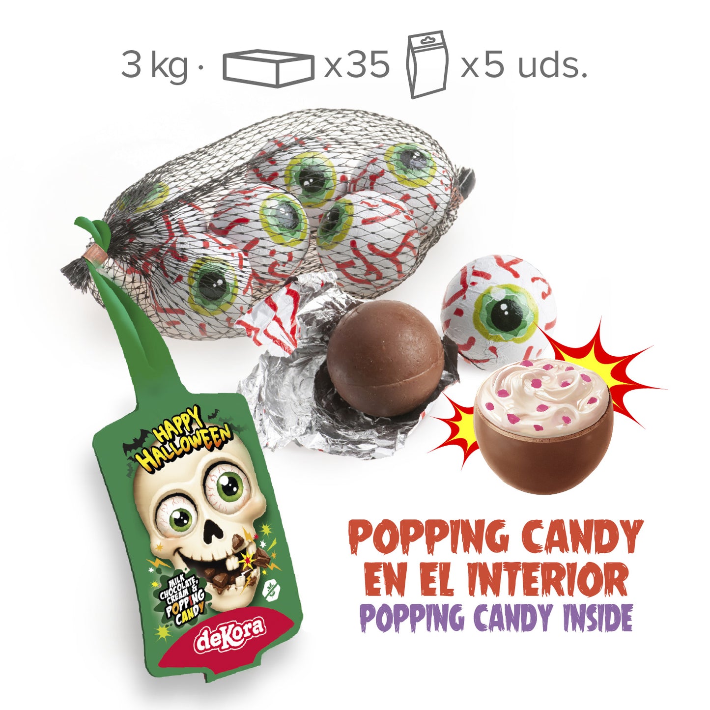RED HALLOWEEN OLHOS DE CHOCOLATE COM POPPING CANDY 75GR