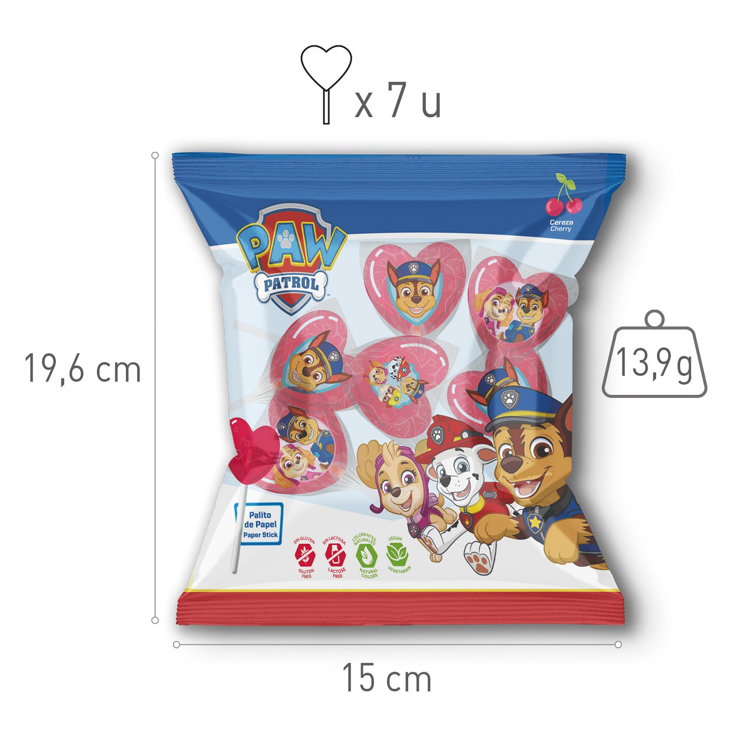 PIRULETAS CARAMELO CORAZÓN PAW PATROL 13.9GR