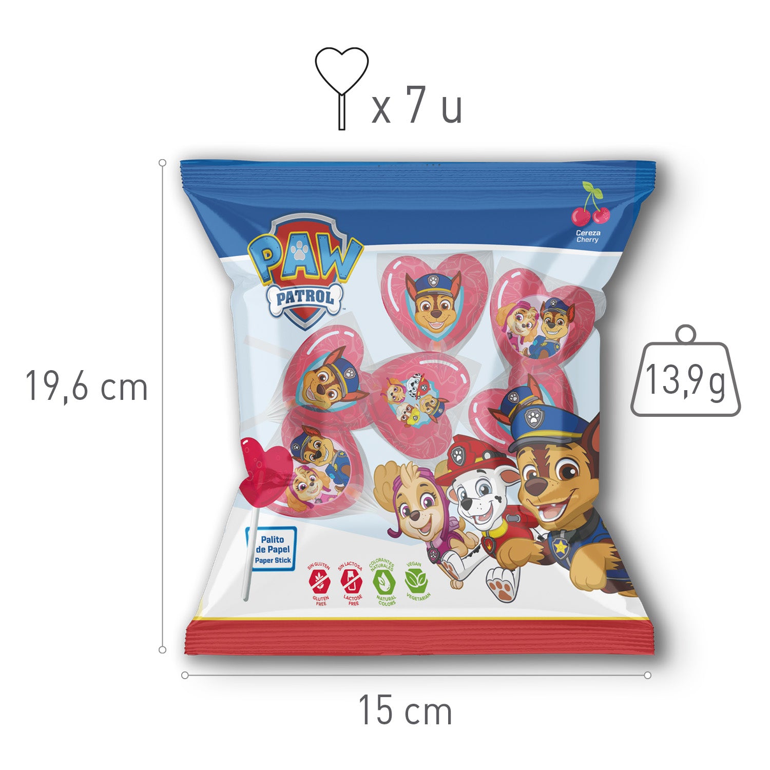 PIRULETAS CARAMELO CORAZÓN PAW PATROL 13.9GR