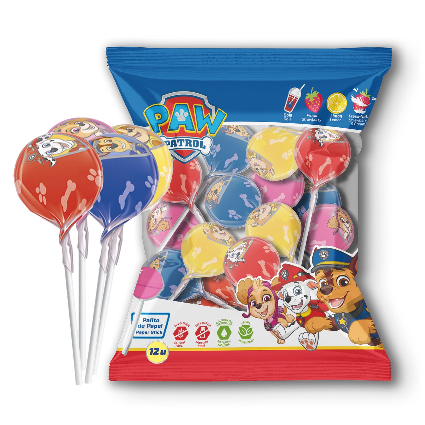 CARAMELO CON PALO SABORES SURT. PAW PATROL 12GR