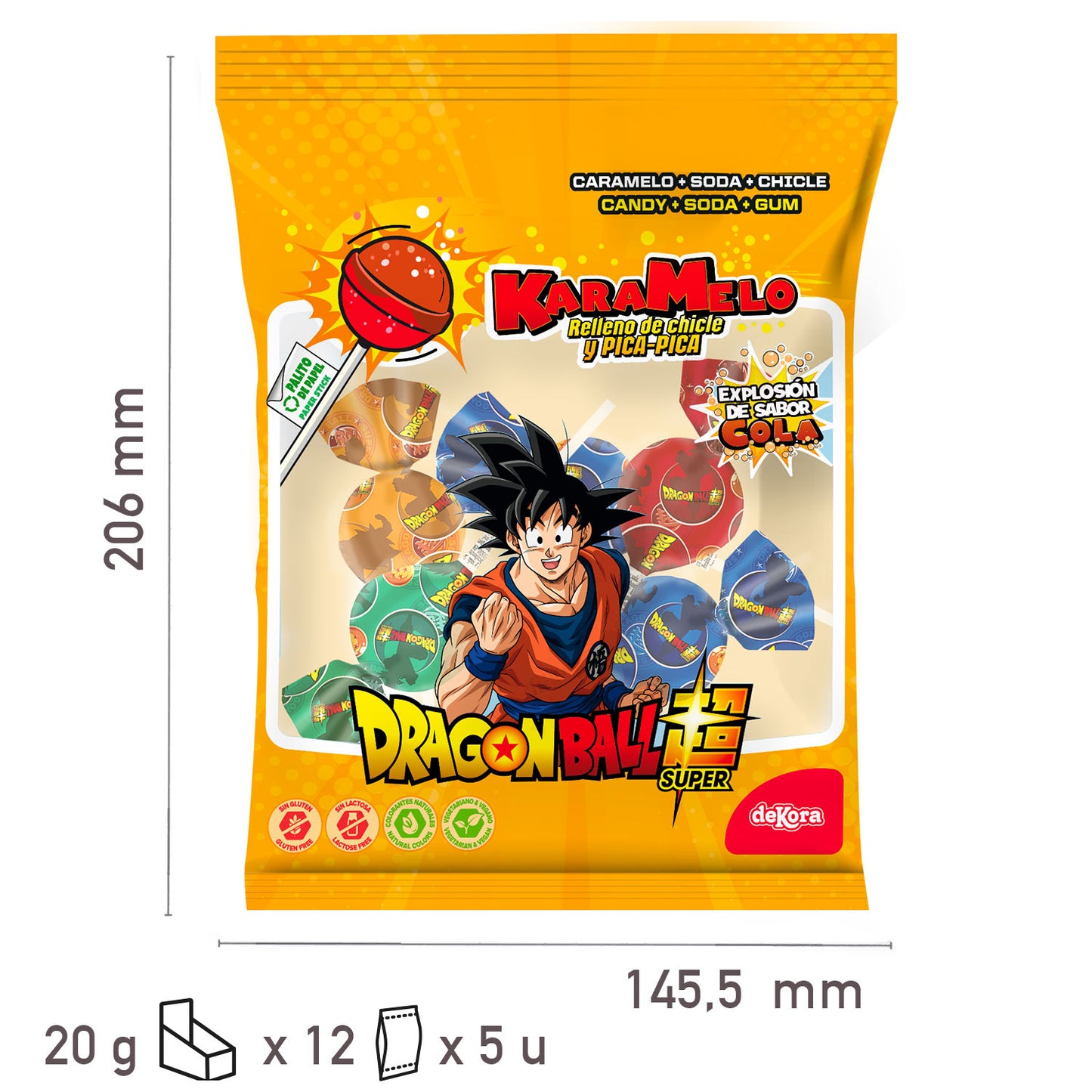 CARAMELO CON PALO EXPLOSIÓN COLA DRAGON BALL 20GR
