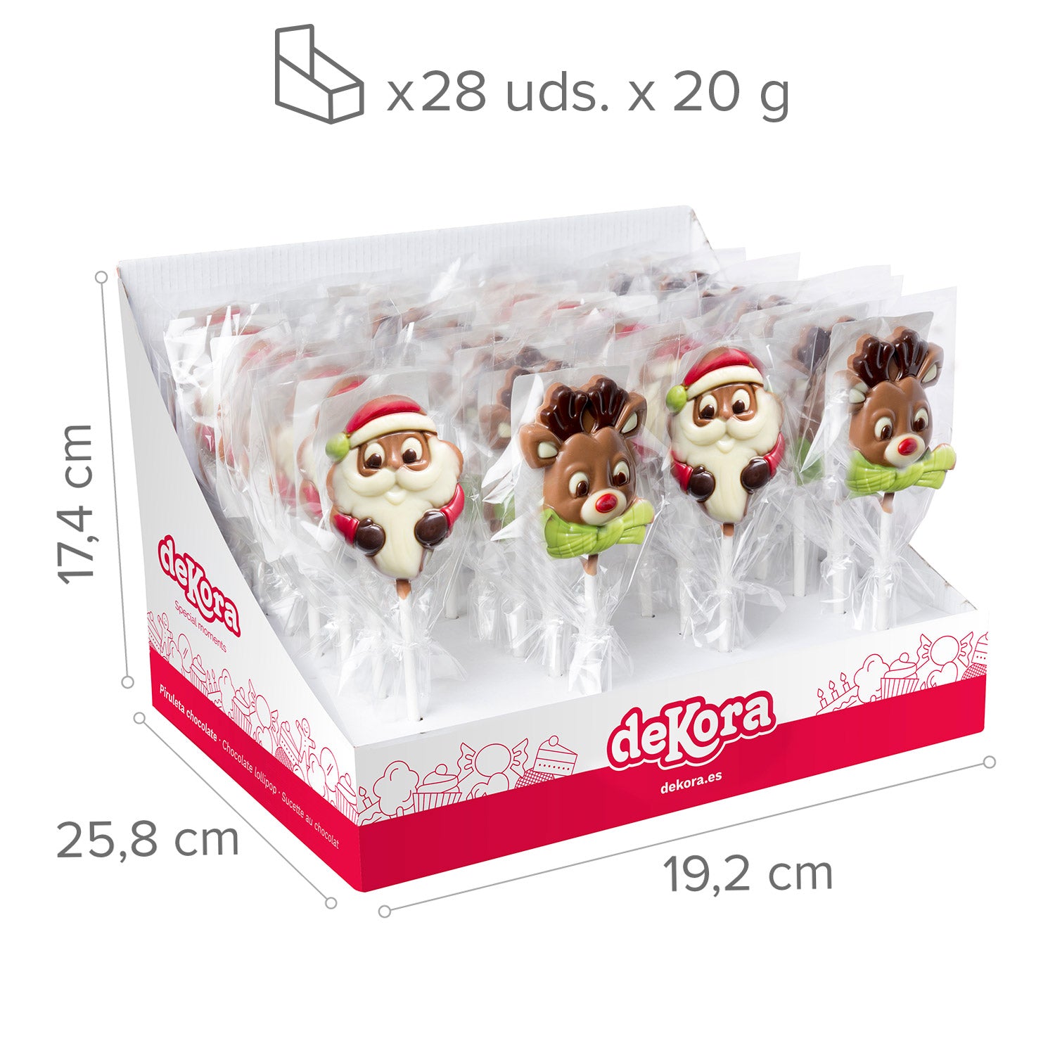 PIRULETAS CHOCOLATE NAVIDAD 20GR  2 MODELOS SURT.