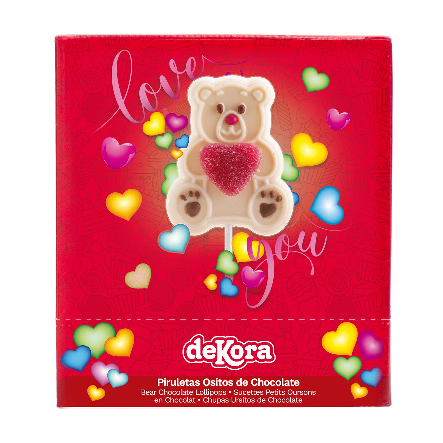 BEAR WITH JELLY HEART WHITE CHOCOLATE LOLLIPOP 45G
