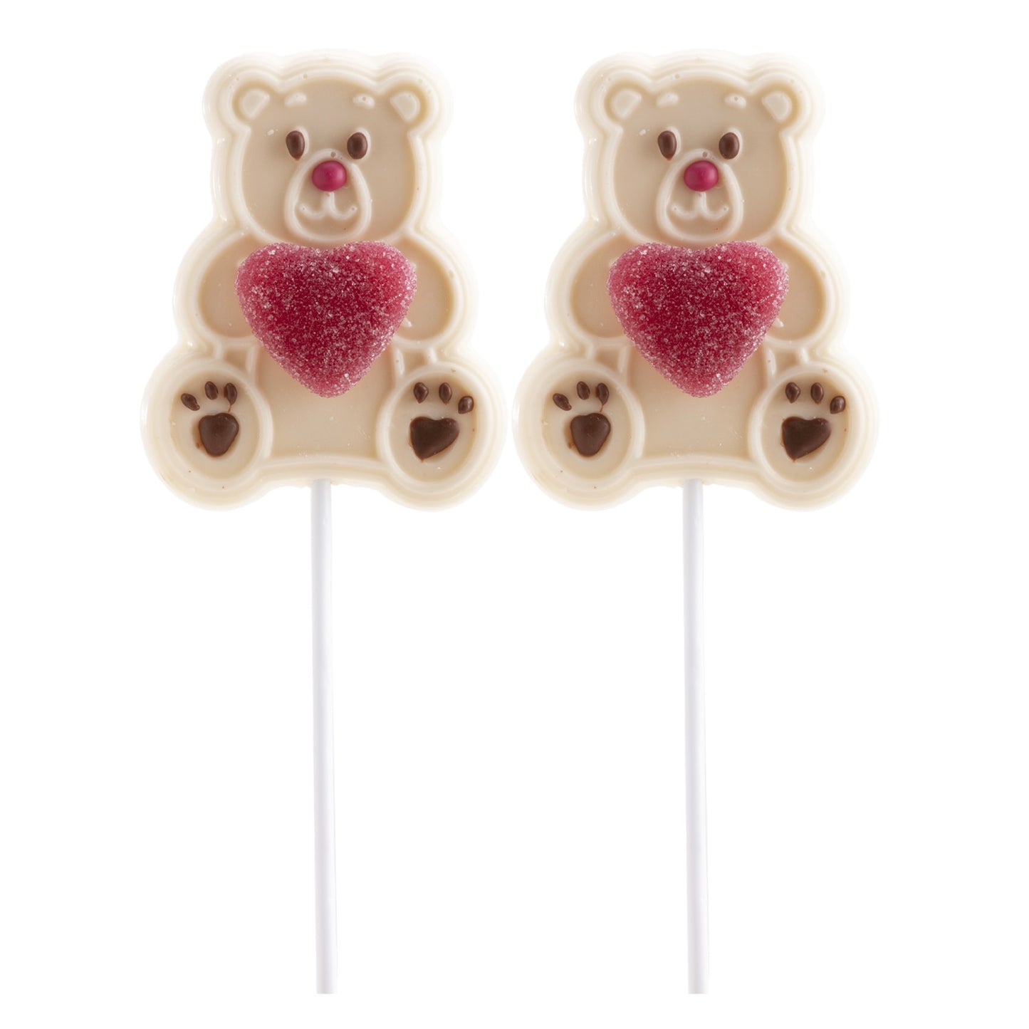 BEAR WITH JELLY HEART WHITE CHOCOLATE LOLLIPOP 45G