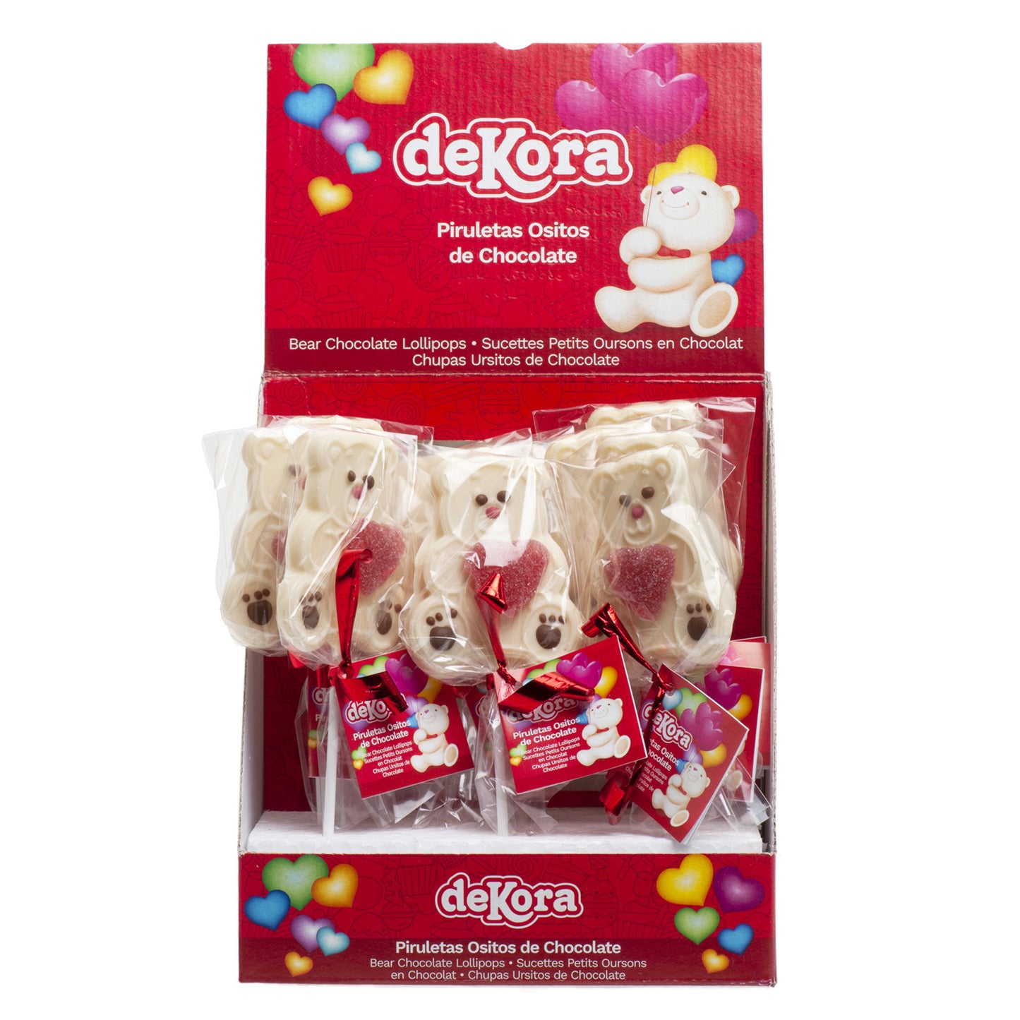 BEAR WITH JELLY HEART WHITE CHOCOLATE LOLLIPOP 45G