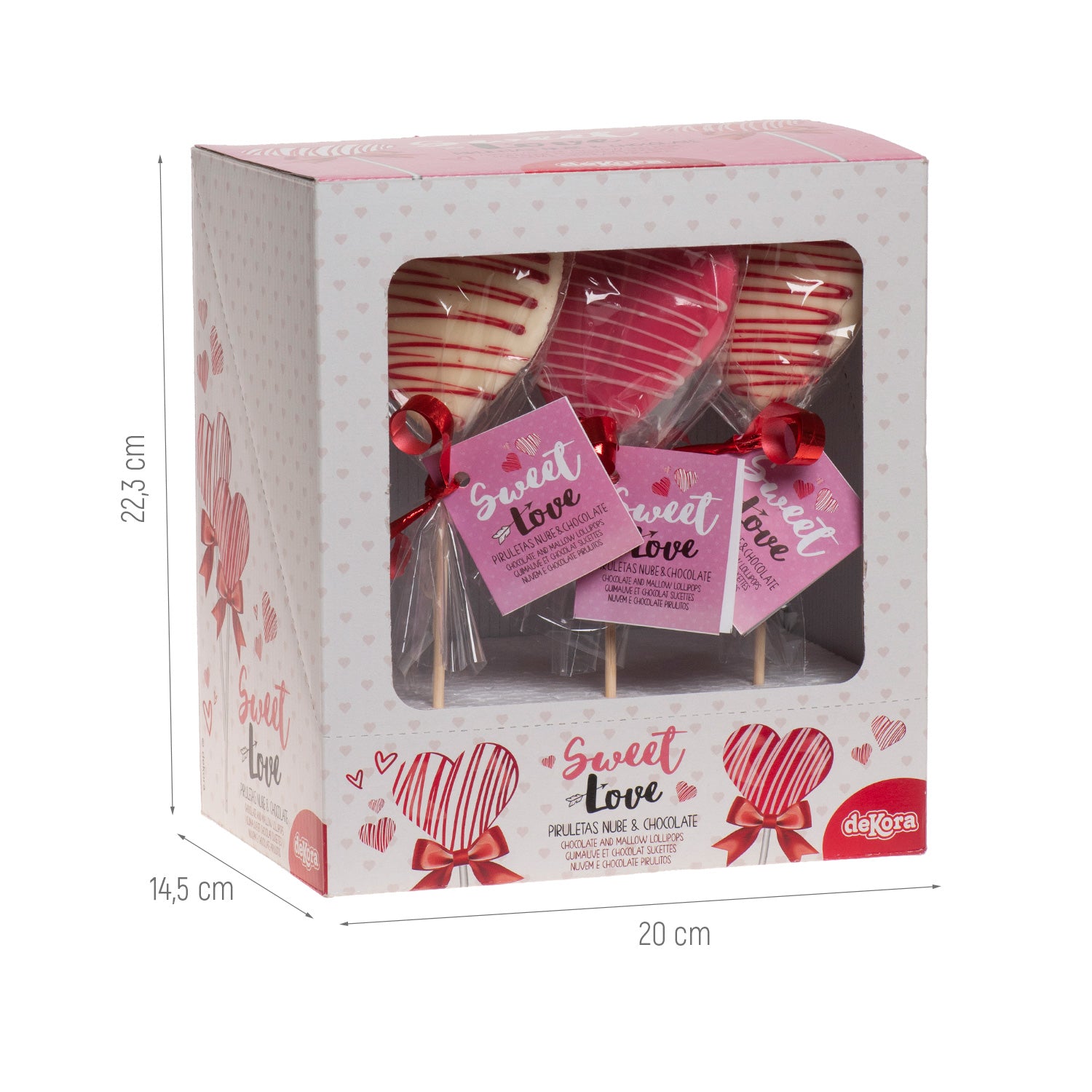 PIRULITO MALVA E CHOCOLATE CORAÇÃO ROSA/BRANCO 30GR