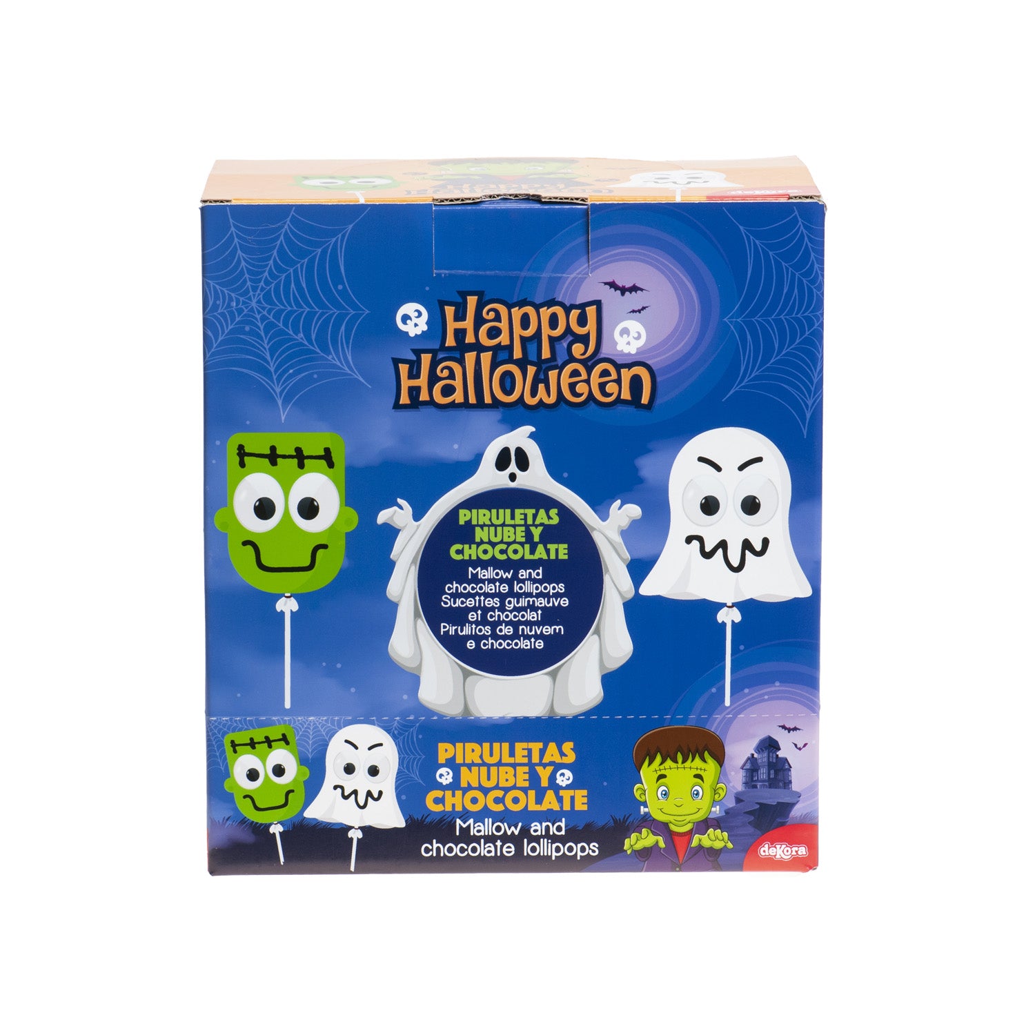 PIRULETA NUBE Y CHOCOLATE SURTIDO HALLOWEEN FRANKIE Y FANTASMA 30GR